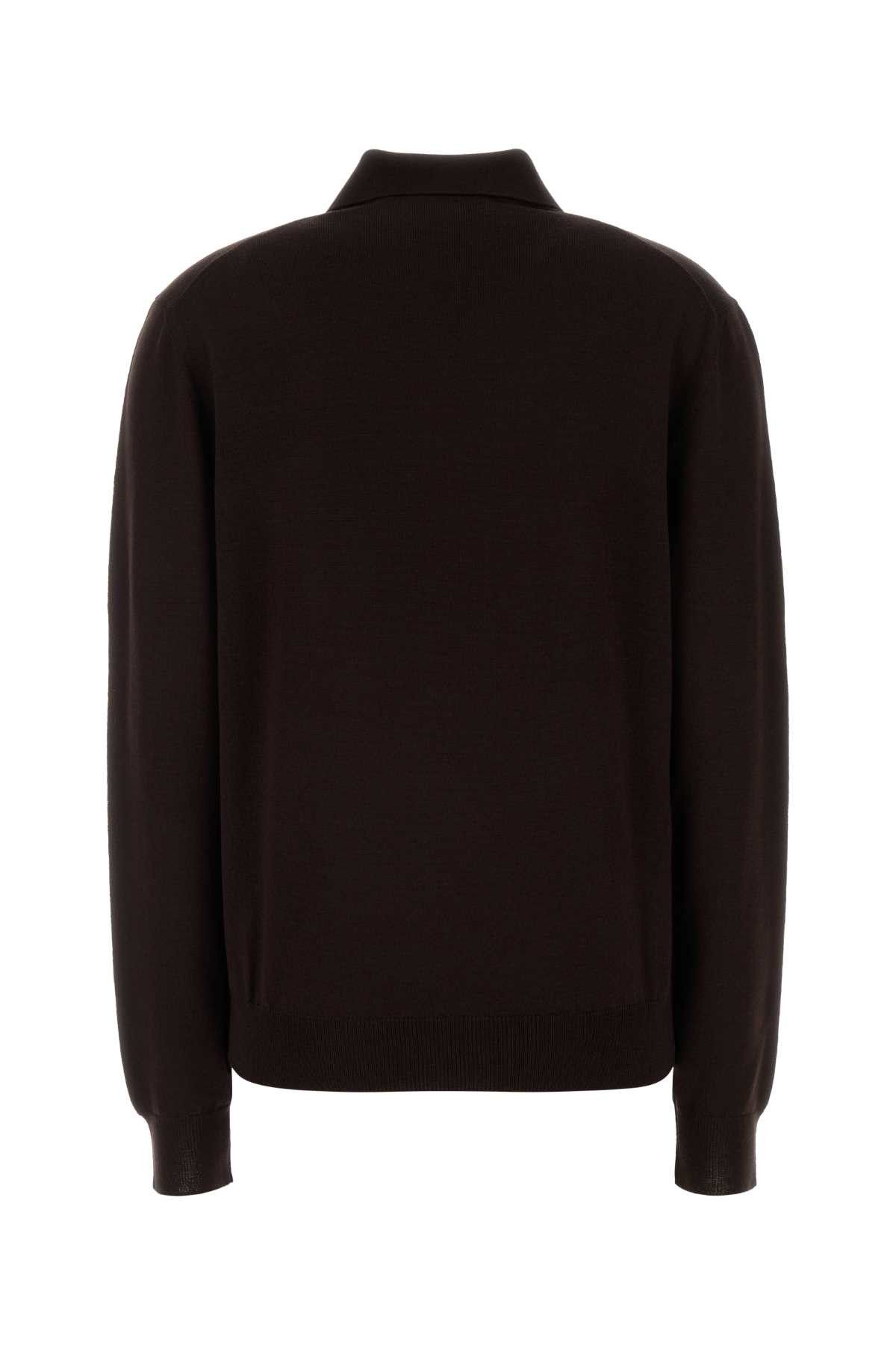 Miu Miu Chocolate Wool Polo Shirt Size M / US 6-8 / IT 42-44 - 2 Thumbnail