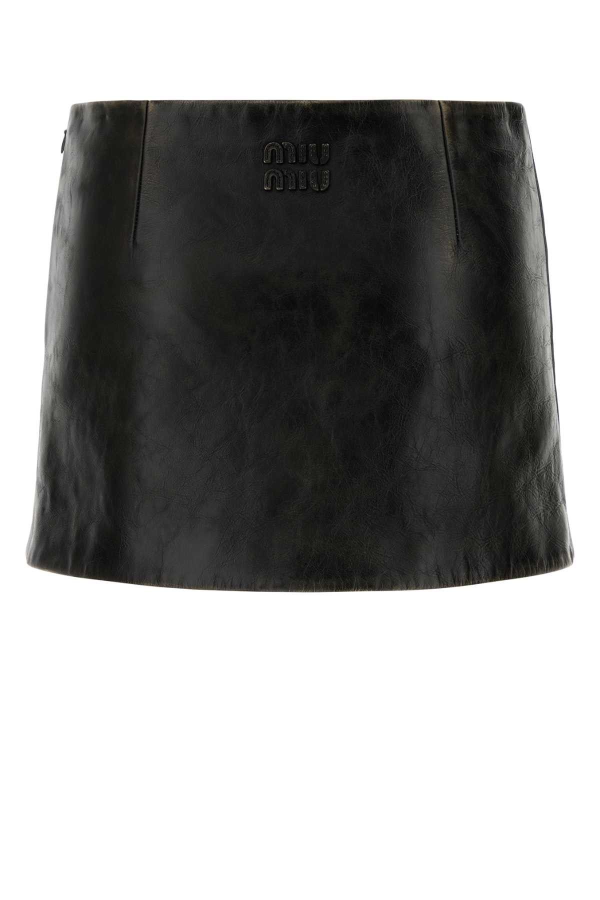 Miu Miu Black Leather Mini Skirt Size 26" / US 2 / IT 38 - 2 Thumbnail