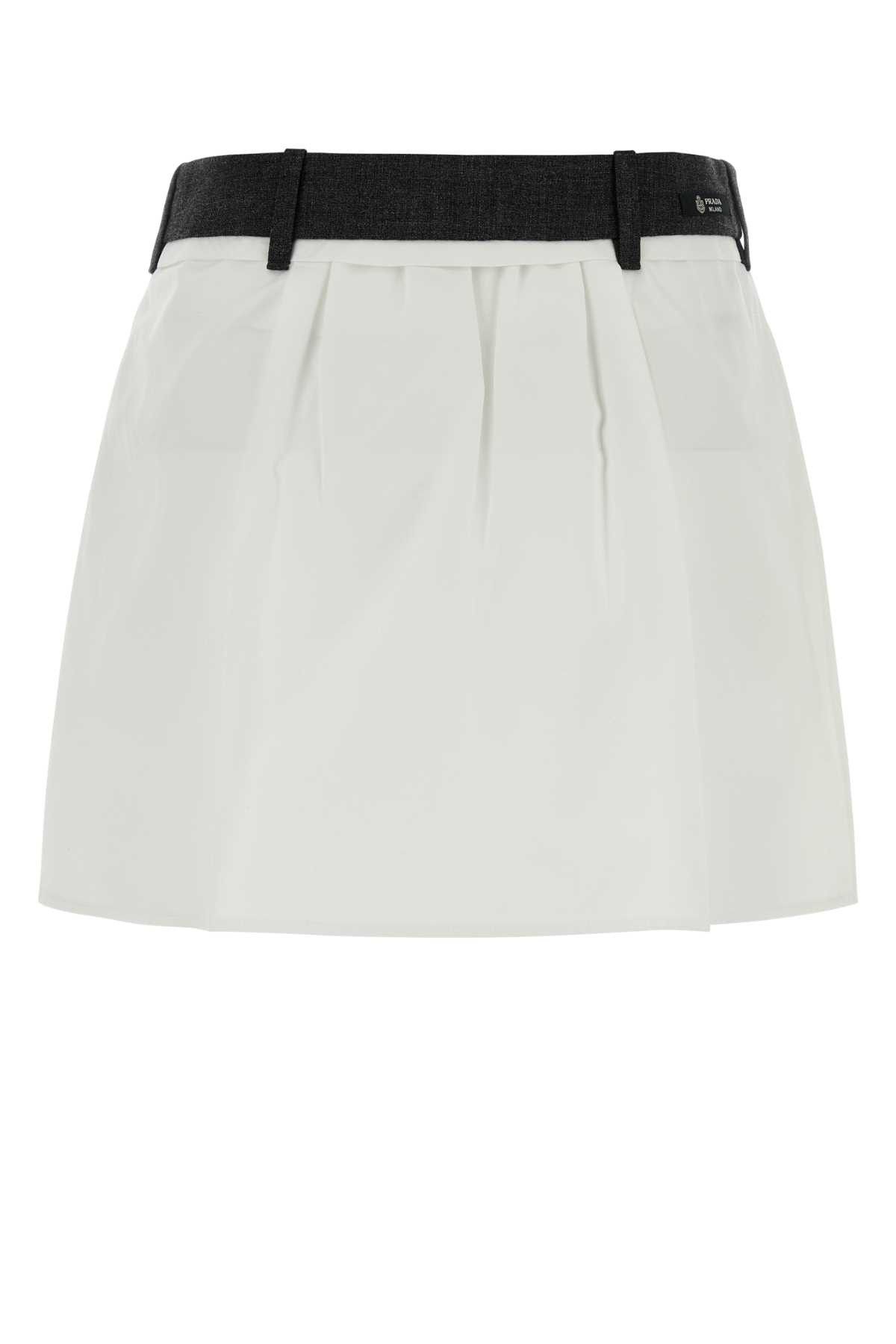 Prada White Poplin Mini Skirt Size 28" / US 6 / IT 42 - 2 Thumbnail