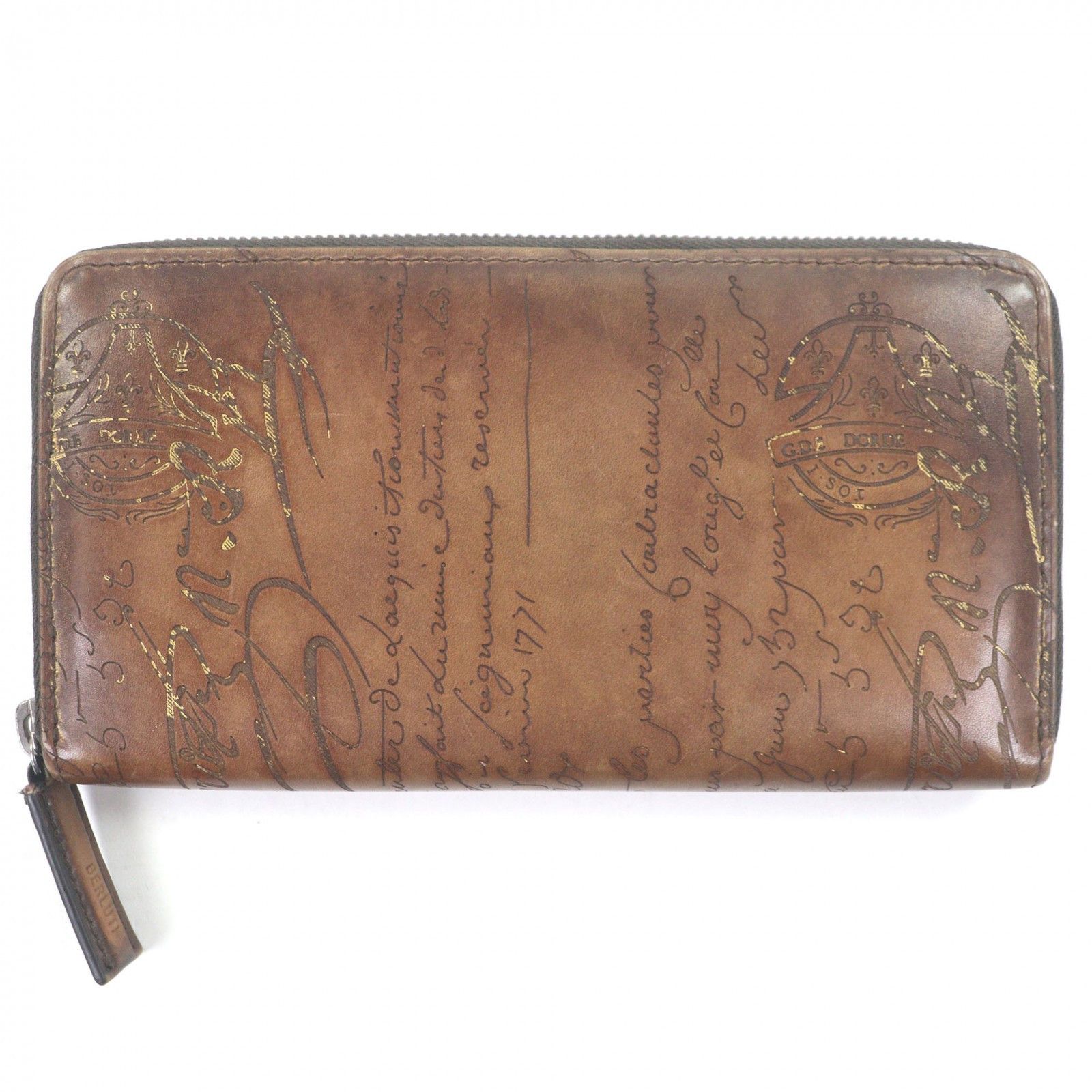 Berluti Berluti Berluti Calligraphy Scritto Golden Patina Zip Around Purse Leather Long Wallet DUTY FREE for USA Size ONE SIZE - 3 Thumbnail