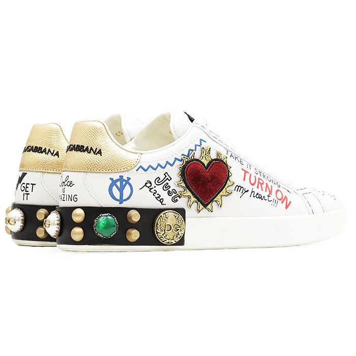 Dolce & Gabbana Dolce & Gabbana Dolce&Gabbana Graffiti Print Leather Sneakers Leather Shoes DUTY FREE for USA Size ONE SIZE - 14 Thumbnail