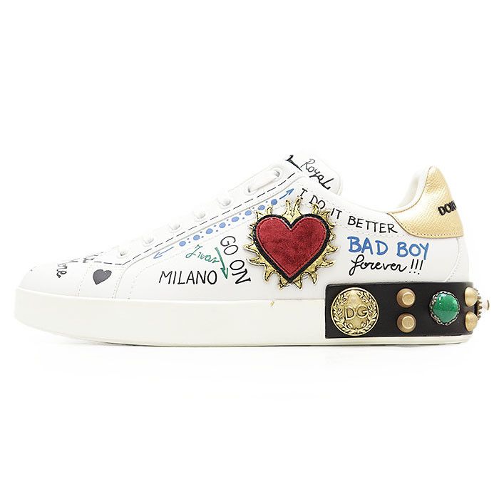 Dolce & Gabbana Dolce & Gabbana Dolce&Gabbana Graffiti Print Leather Sneakers Leather Shoes DUTY FREE for USA Size ONE SIZE - 4 Thumbnail