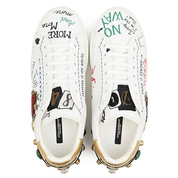 Dolce & Gabbana Dolce & Gabbana Dolce&Gabbana Graffiti Print Leather Sneakers Leather Shoes DUTY FREE for USA Size ONE SIZE - 8 Thumbnail