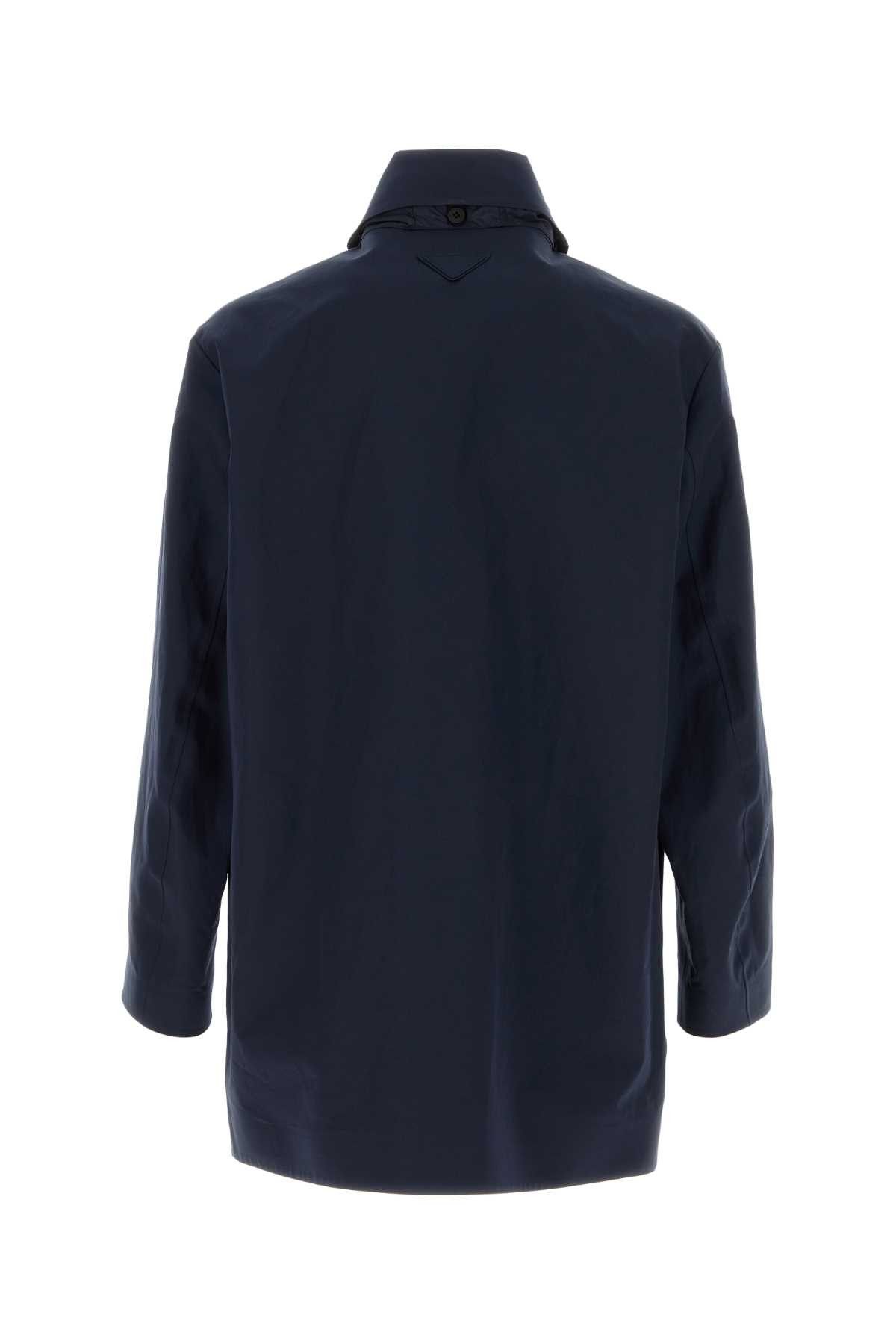 Prada Navy Blue Poplin Overcoat Size US M / EU 48-50 / 2 - 2 Thumbnail