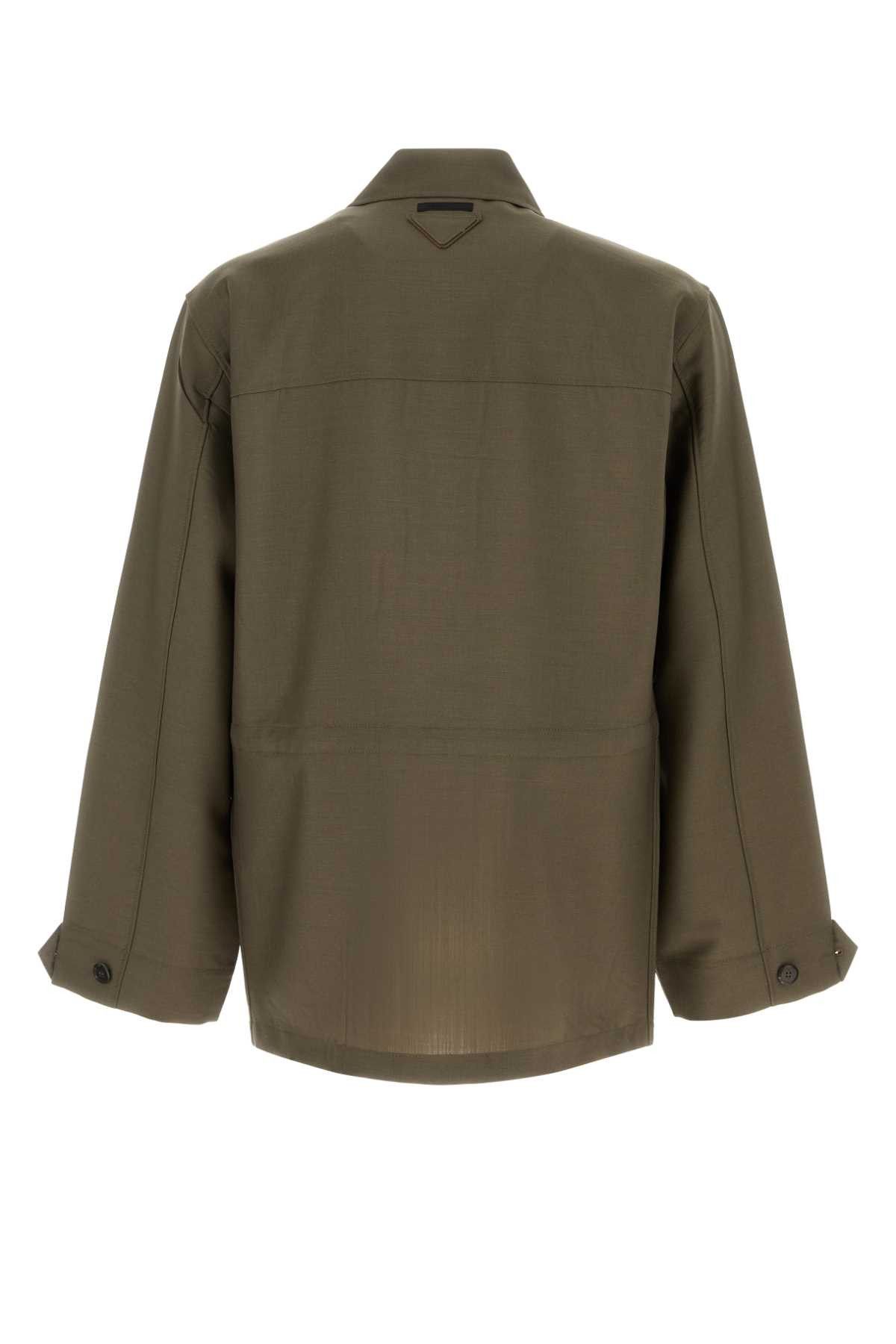 Prada Olive Green Mohair Blend Jacket Size US L / EU 52-54 / 3 - 2 Thumbnail