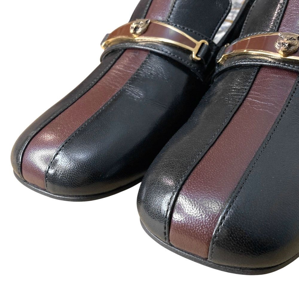 Gucci Gucci Gucci Goatskin Feline Ginger Loafer Pumps Leather Shoes DUTY FREE for USA Size ONE SIZE - 8 Thumbnail