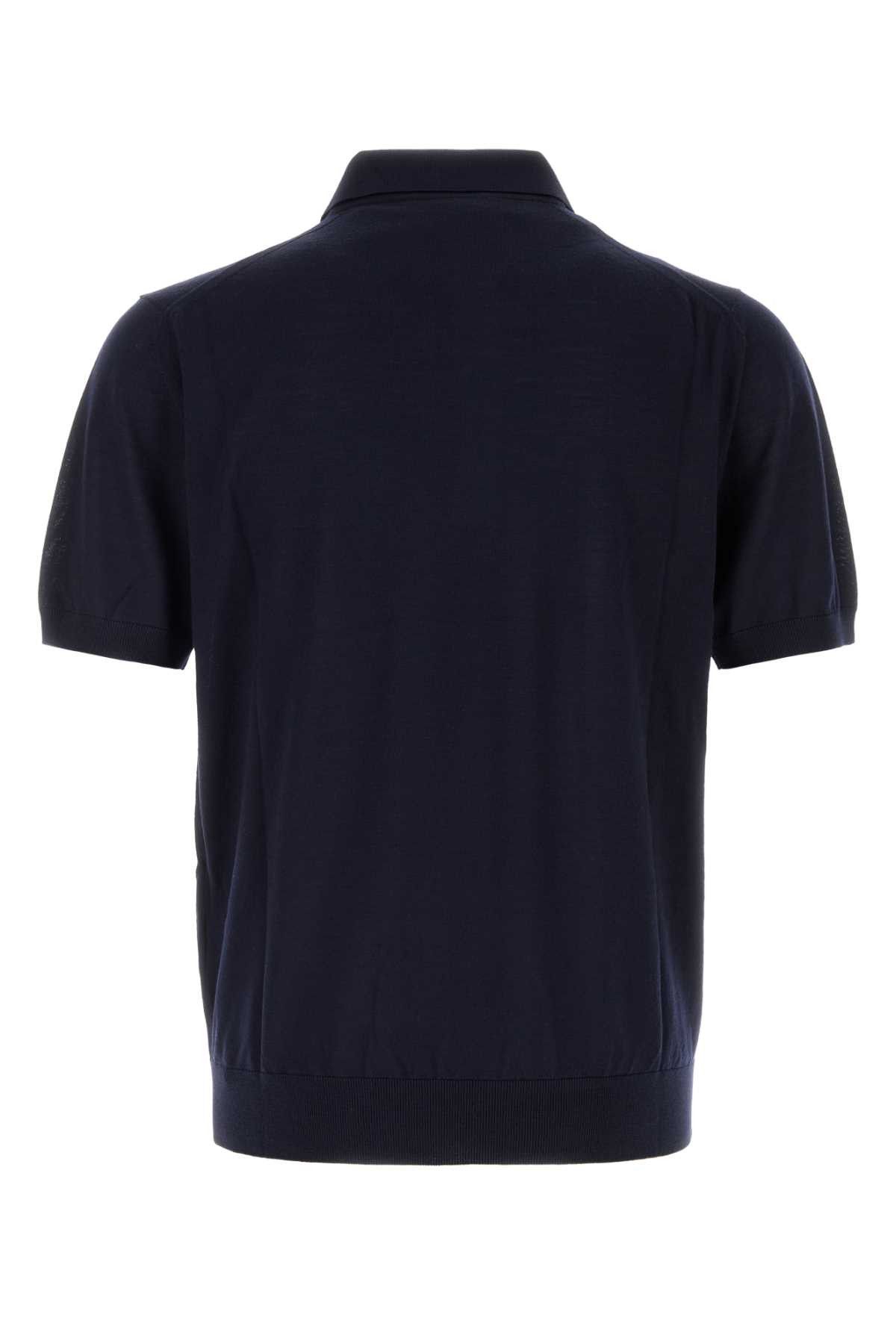 Prada Navy Blue Wool Polo Shirt Size US XL / EU 56 / 4 - 2 Thumbnail