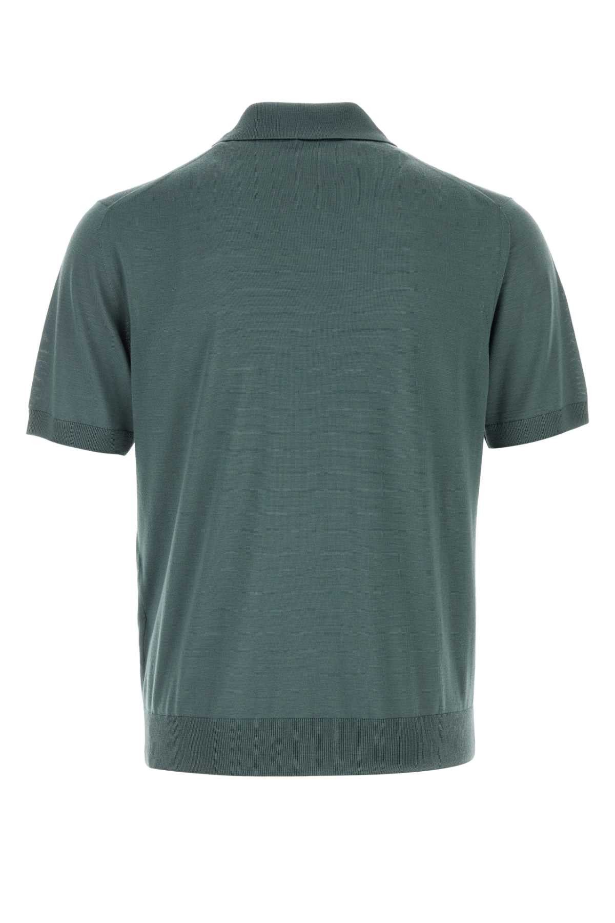 Prada Dark Green Wool Polo Shirt Size US M / EU 48-50 / 2 - 2 Thumbnail