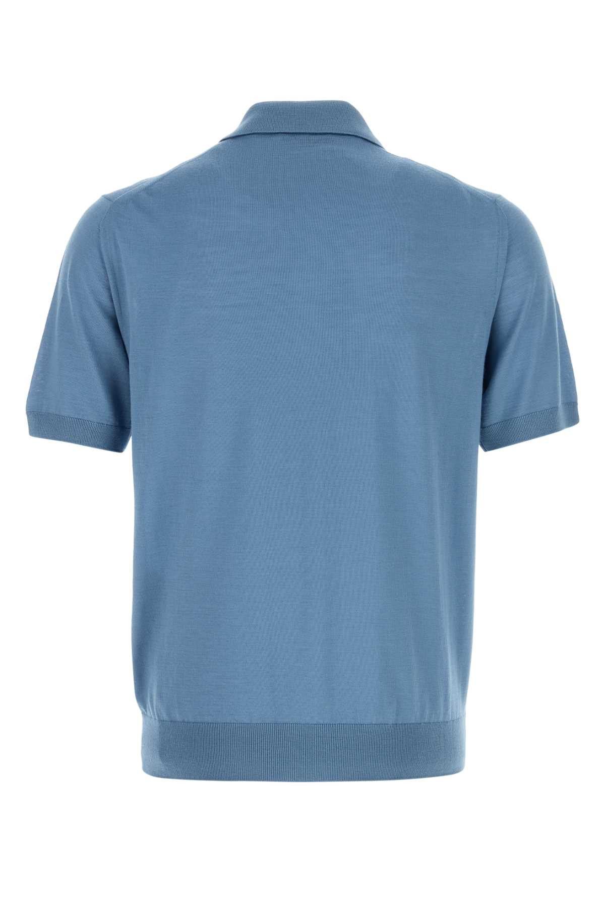 Prada Cerulean Blue Wool Polo Shirt Size US S / EU 44-46 / 1 - 2 Thumbnail