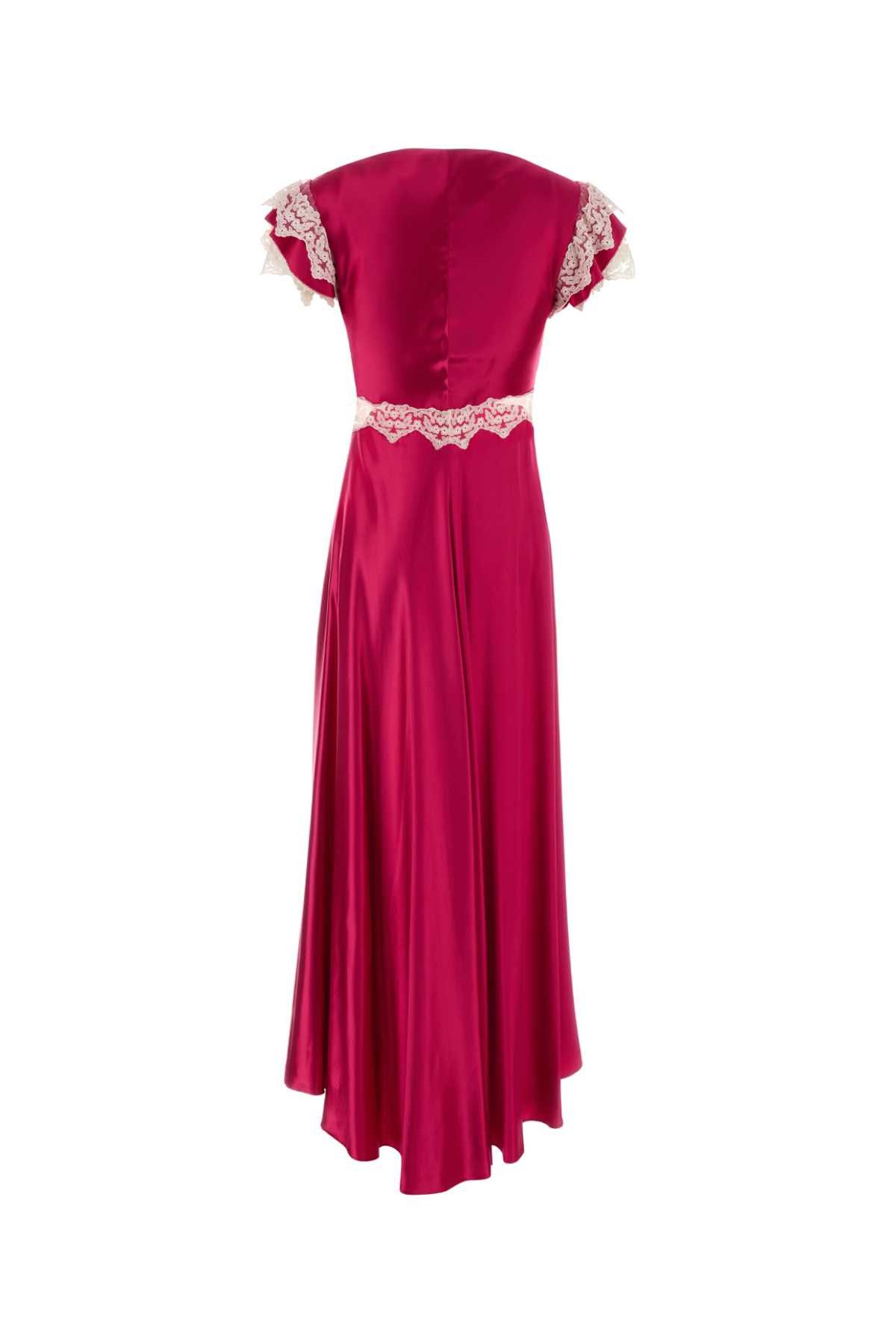 Alberta Ferretti Fuchsia Satin Long Dress Size XS / US 0-2 / IT 36-38 - 2 Thumbnail