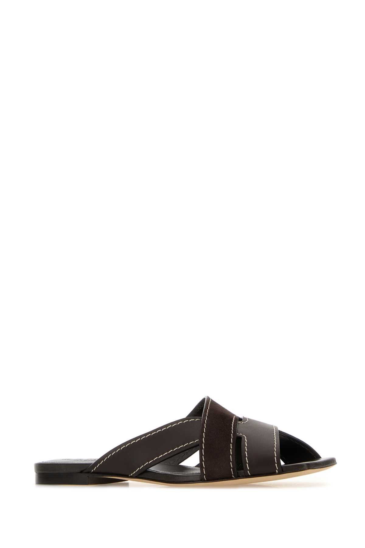 Tod's Brown Suede And Leather Slippers Size US 8 / IT 38 - 2 Thumbnail