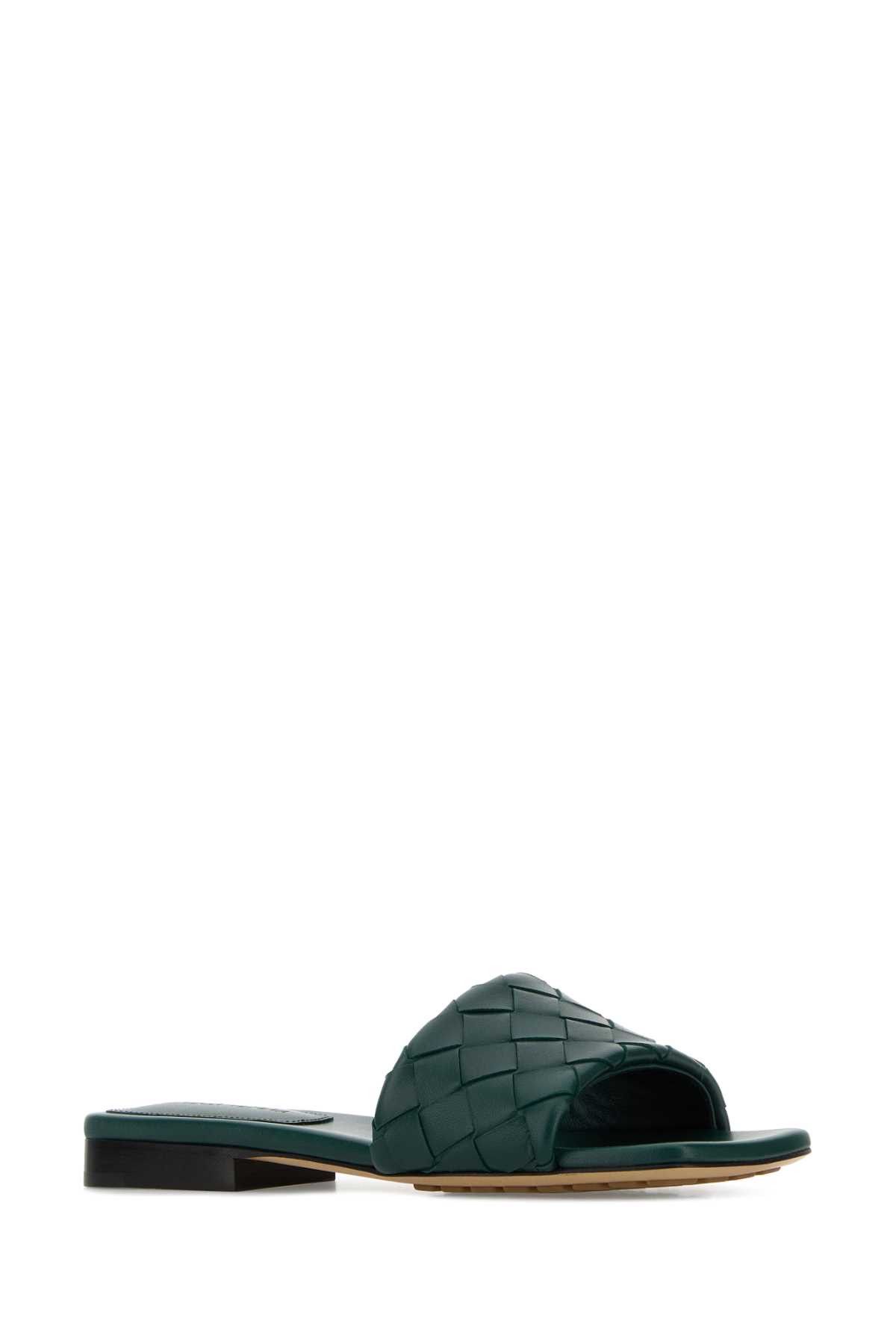 Bottega Veneta Bottle Green Leather Parco Slippers Size US 6 / IT 36 - 2 Thumbnail