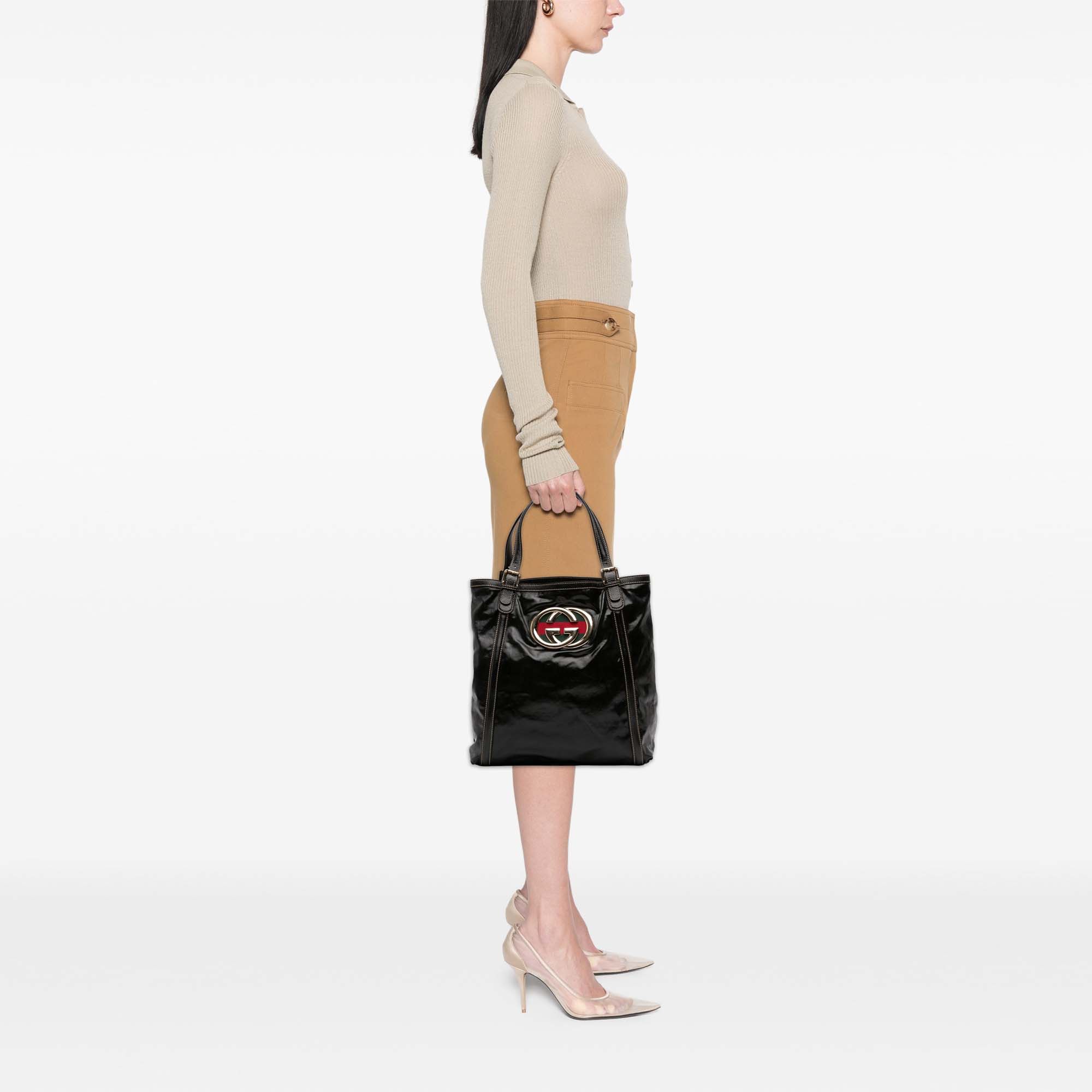 Gucci Gucci Patent Dialux Britt Web Tote Size ONE SIZE - 11 Thumbnail