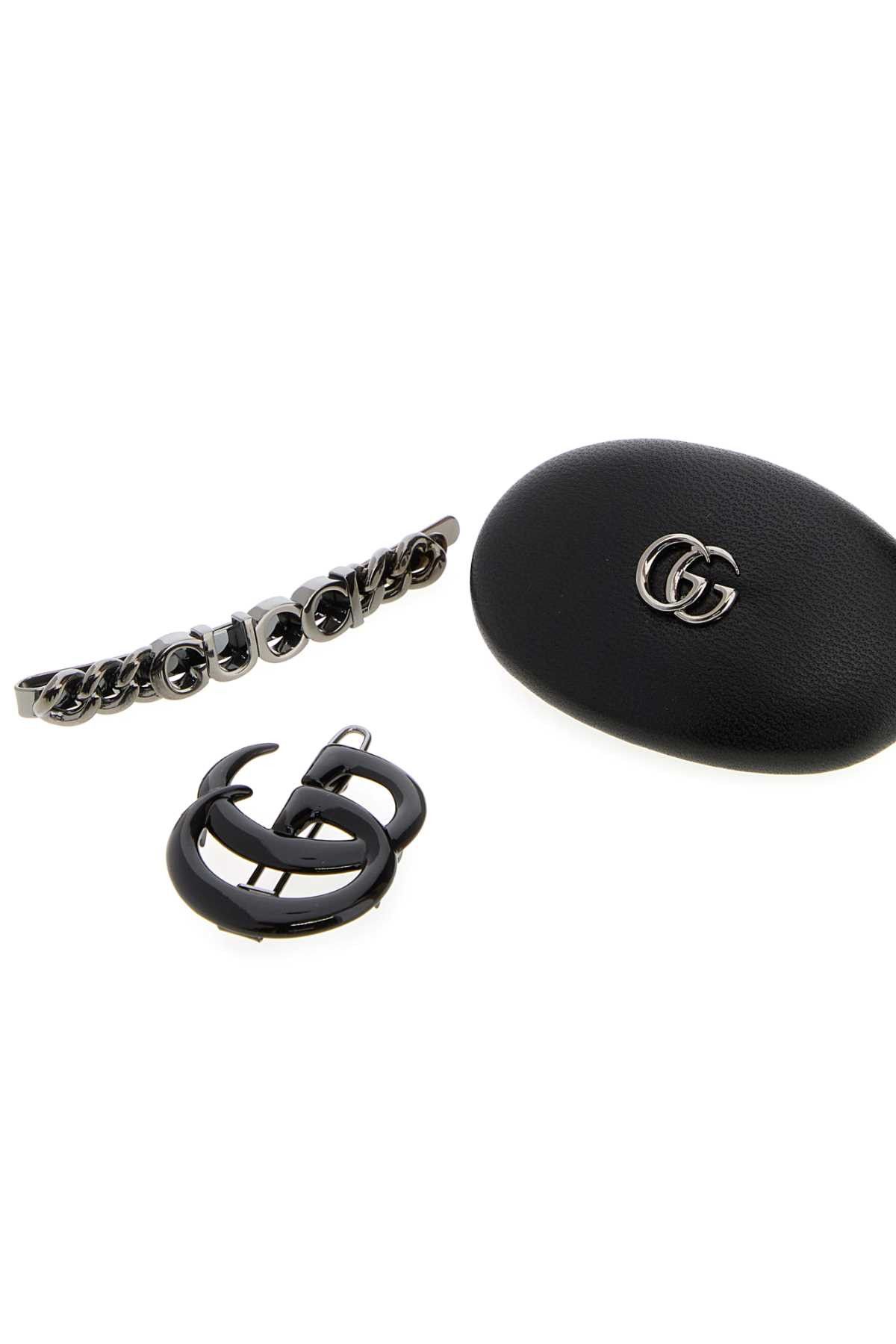 Gucci Black Leather And Metal Hair Clips Set Size ONE SIZE - 2 Thumbnail