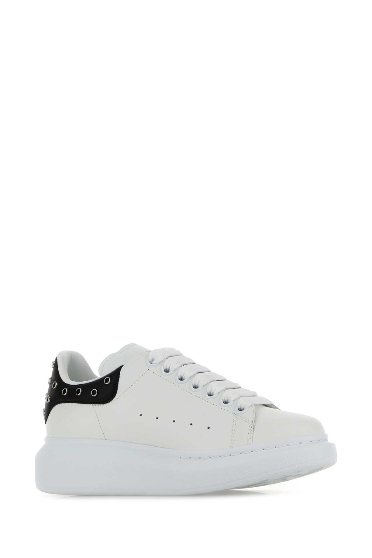 Alexander McQueen White Leather Sneakers With Black Leather Heel Size US 9 / IT 39 - 2 Thumbnail