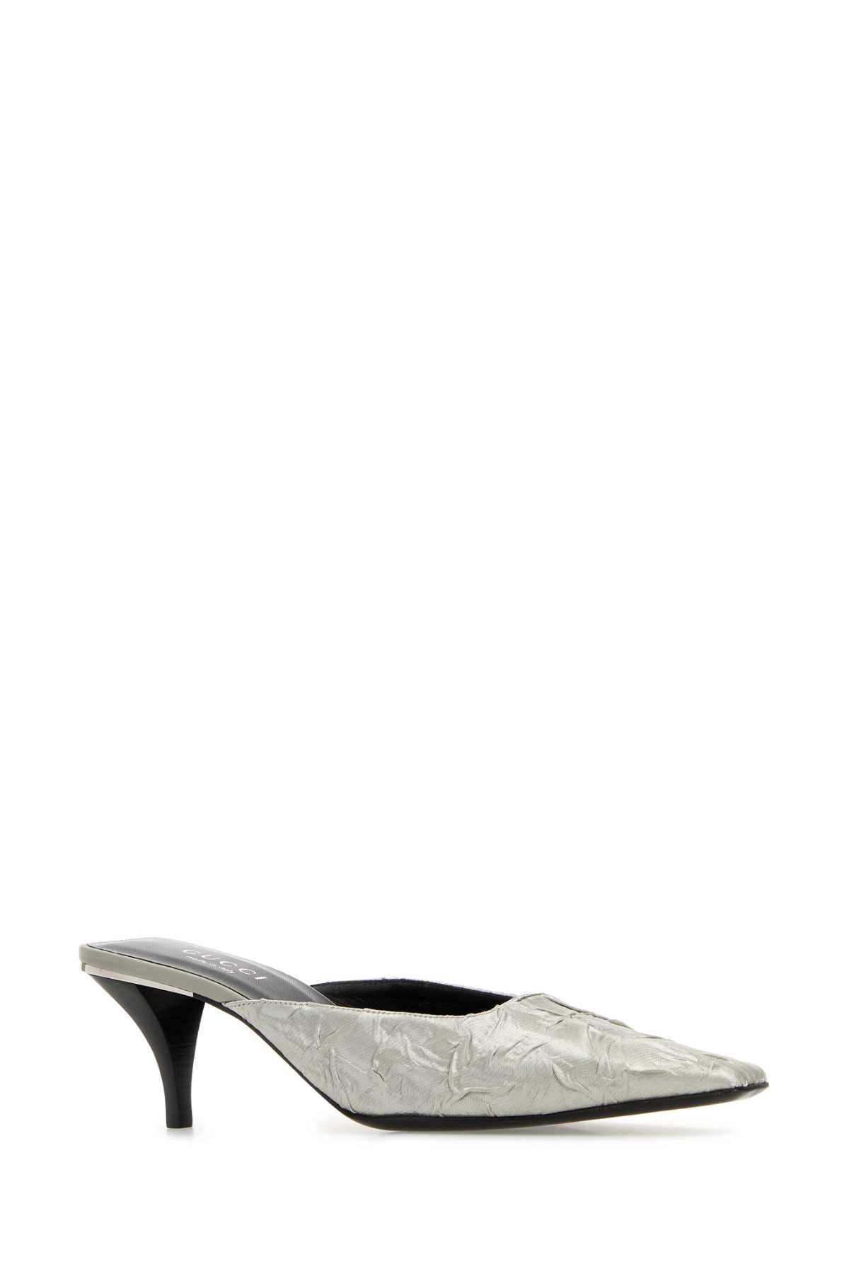 Gucci Silver Fabric Mules Size US 7.5 / IT 37.5 - 2 Thumbnail