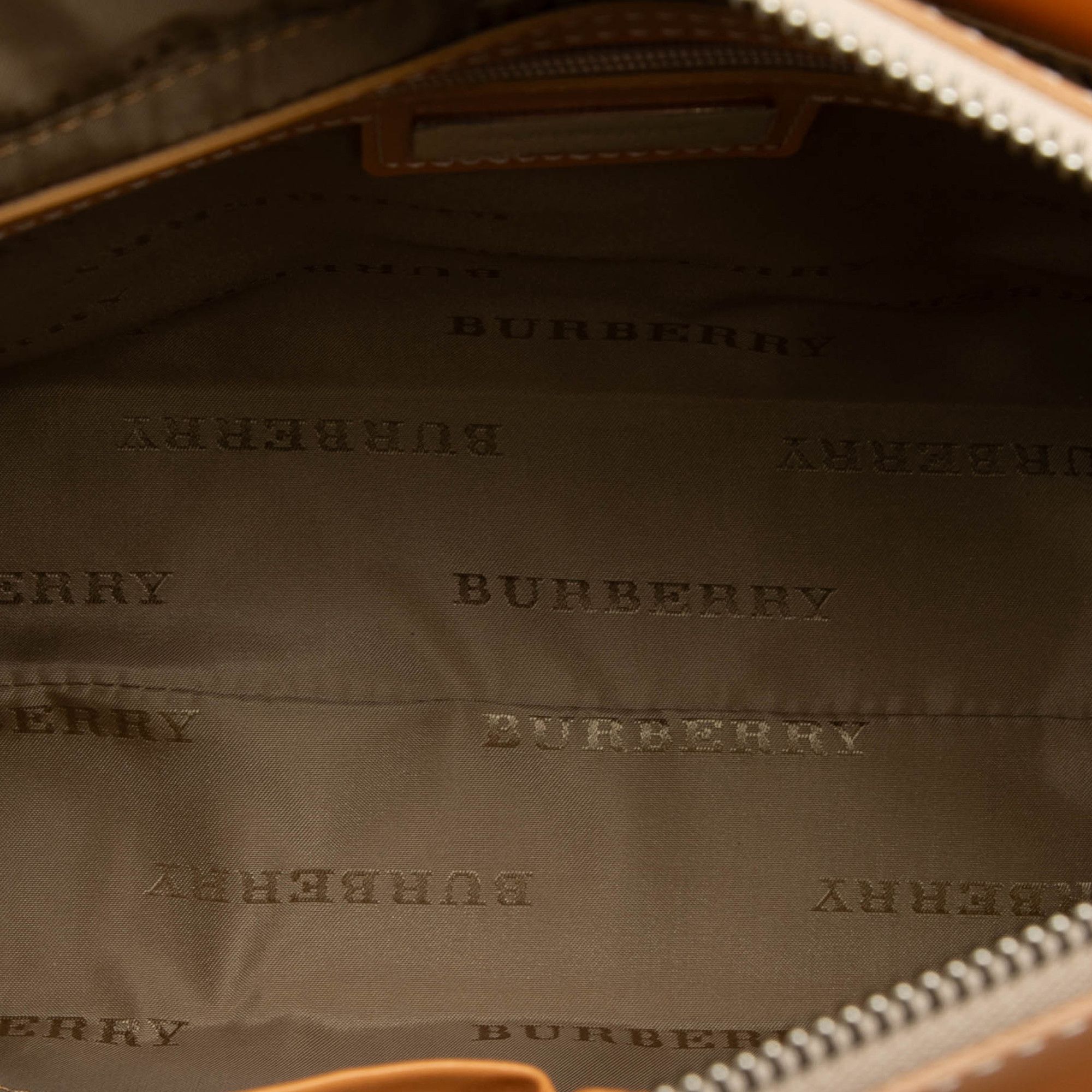 Burberry Burberry Leather Trimmed Tonal Check Canvas Handbag Size ONE SIZE - 4 Thumbnail