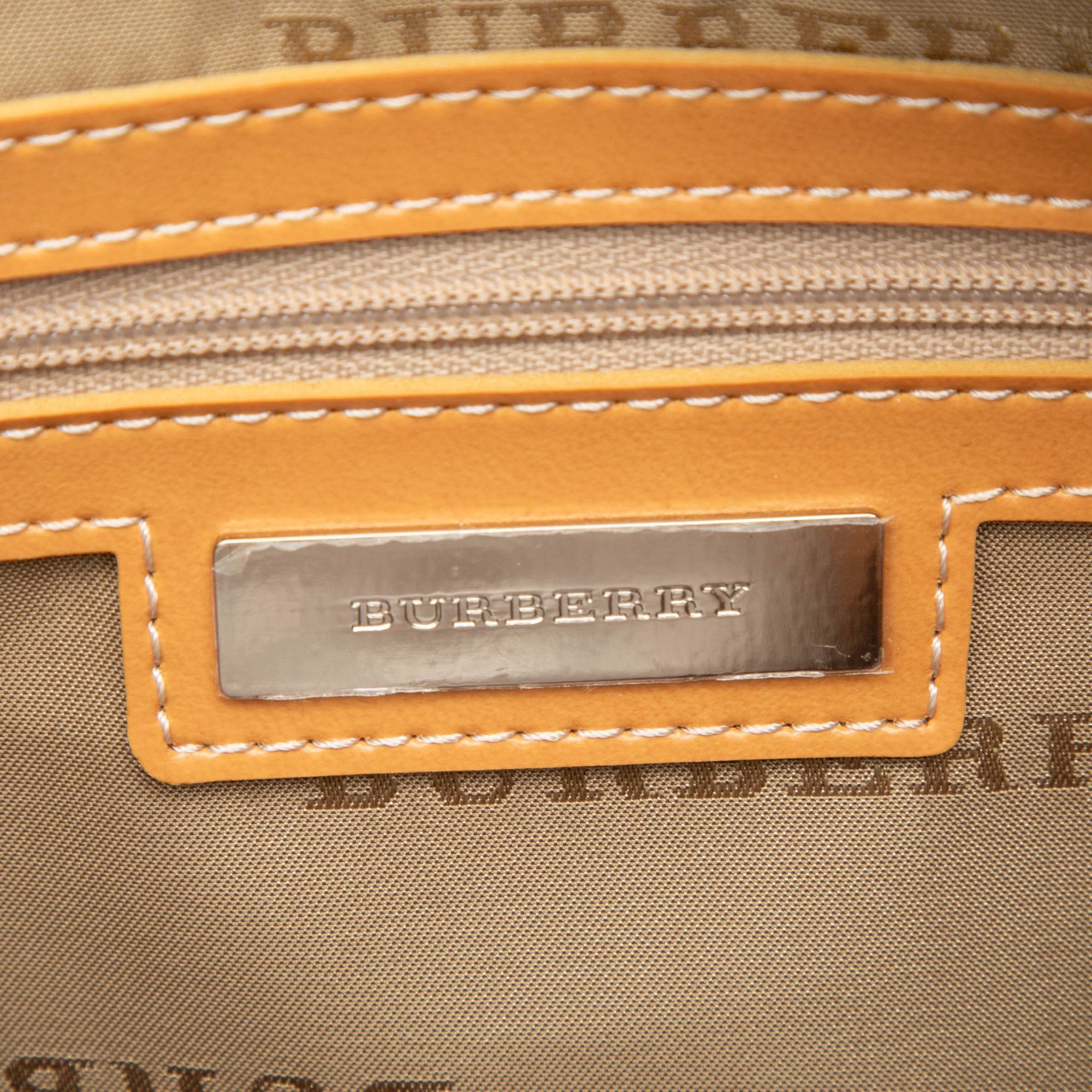 Burberry Burberry Leather Trimmed Tonal Check Canvas Handbag Size ONE SIZE - 5 Thumbnail