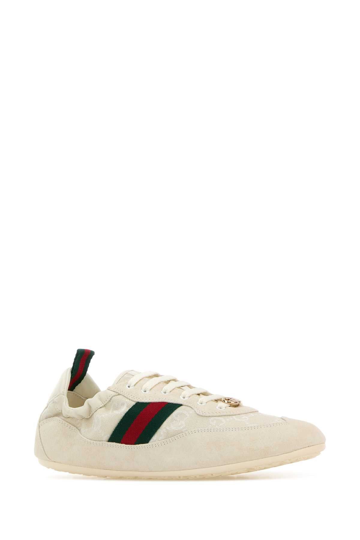 Gucci Ivory Gg Fabric And Suede Sneakers Size US 11 / IT 41 - 2 Thumbnail