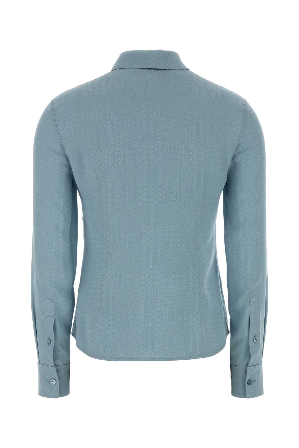 Gucci Light-Blue Silk Shirt Size S / US 4 / IT 40 - 2 Thumbnail
