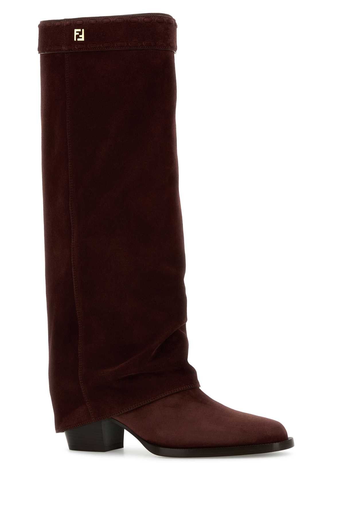 Fendi Burgundy Suede Minerva Boots Size US 6 / IT 36 - 2 Thumbnail