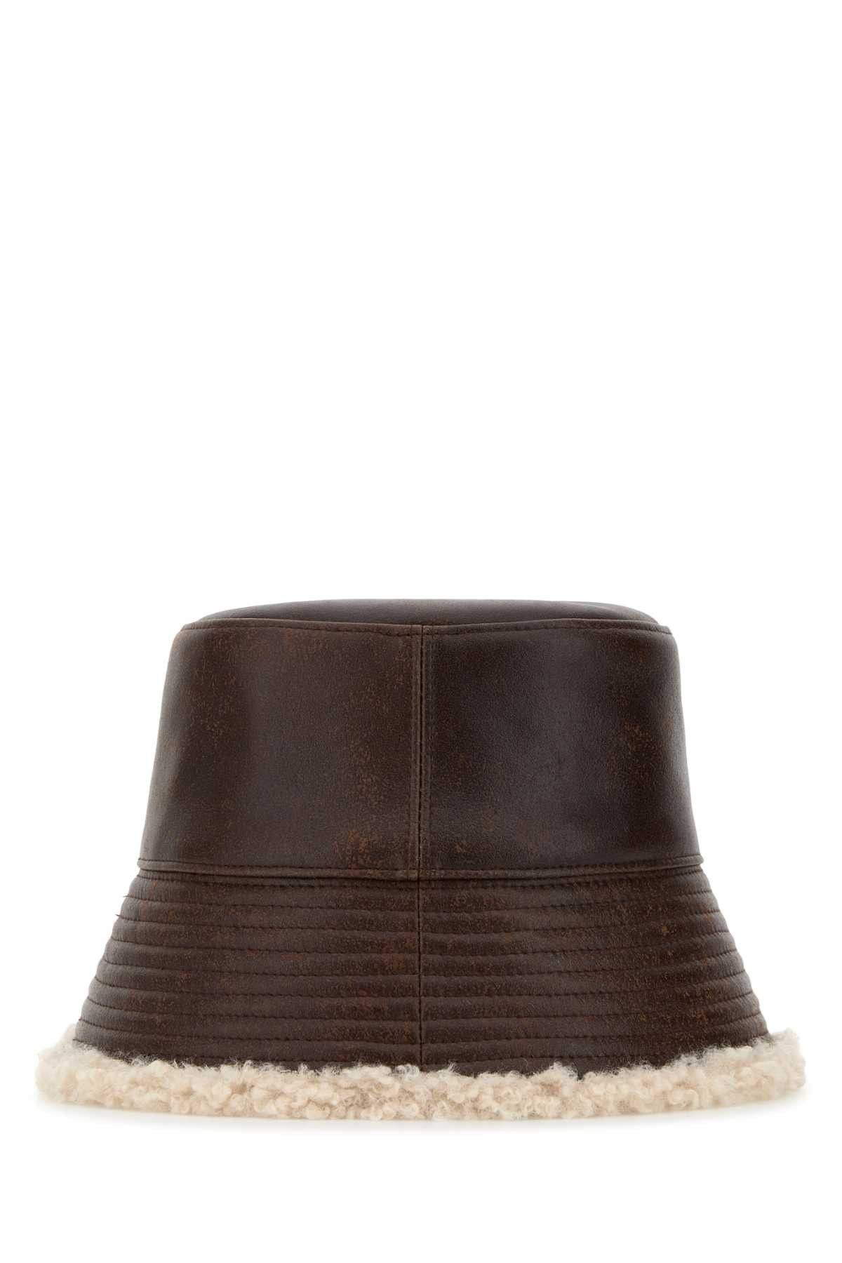 Stella McCartney Brown Synthetic Leather Bucket Hat Size ONE SIZE - 2 Thumbnail