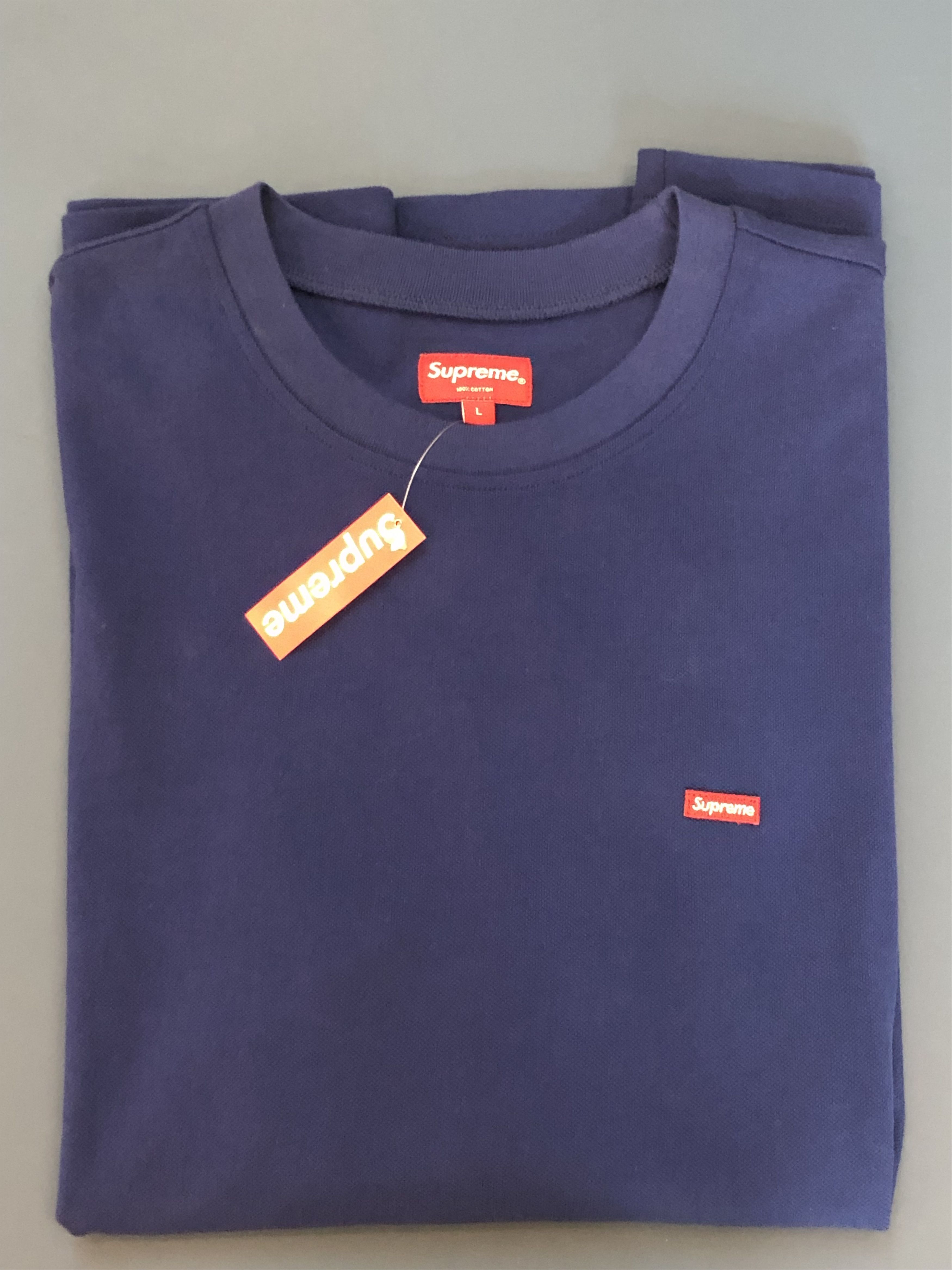 【希少】supreme small box pique TEE navy Supreme Supreme Pique Small Box Tee Navy (BRAND NEW WITH TAG