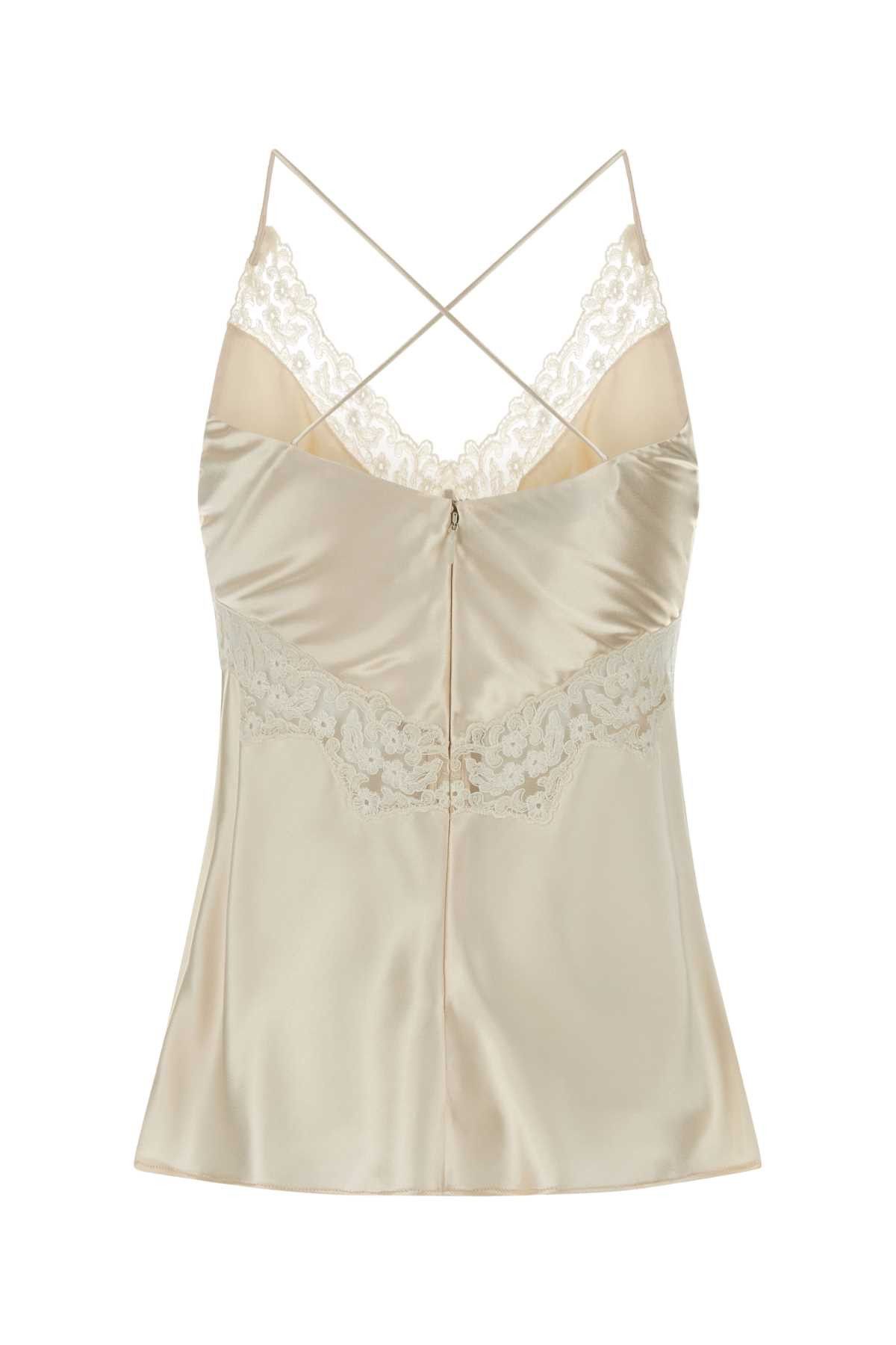 Alberta Ferretti Ivory Satin Top Size S / US 4 / IT 40 - 2 Thumbnail