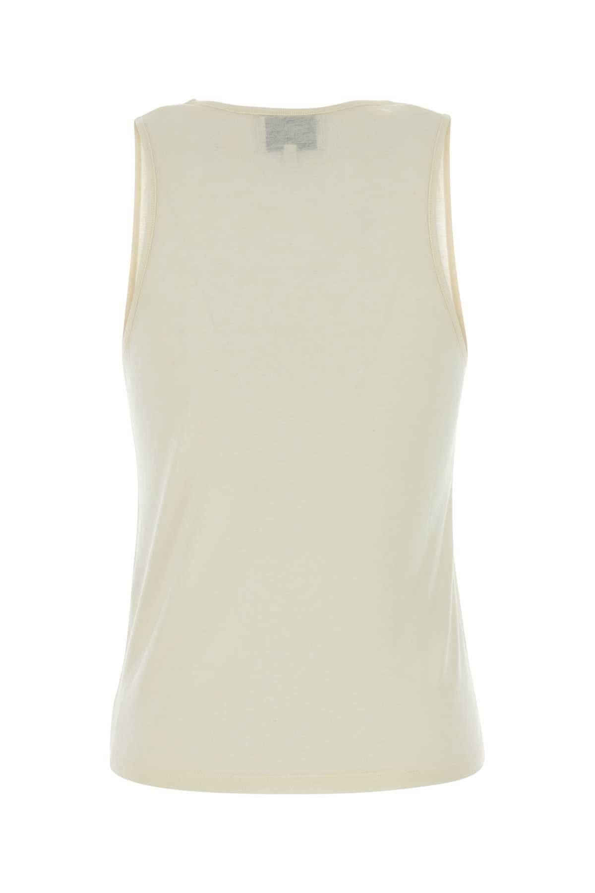 Loulou de Saison Ivory Viscose Blend Albia Tank Top Size L / US 10 / IT 46 - 2 Thumbnail