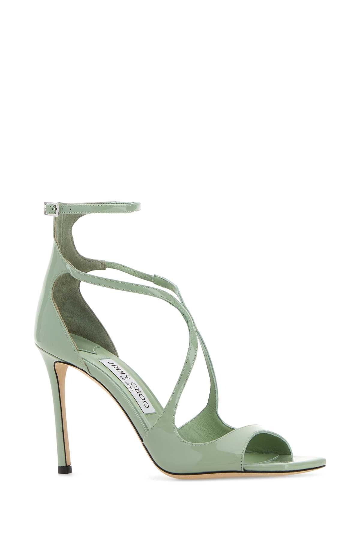 Jimmy Choo Mint Green Leather Azia 95 Sandals Size US 7.5 / IT 37.5 - 2 Thumbnail