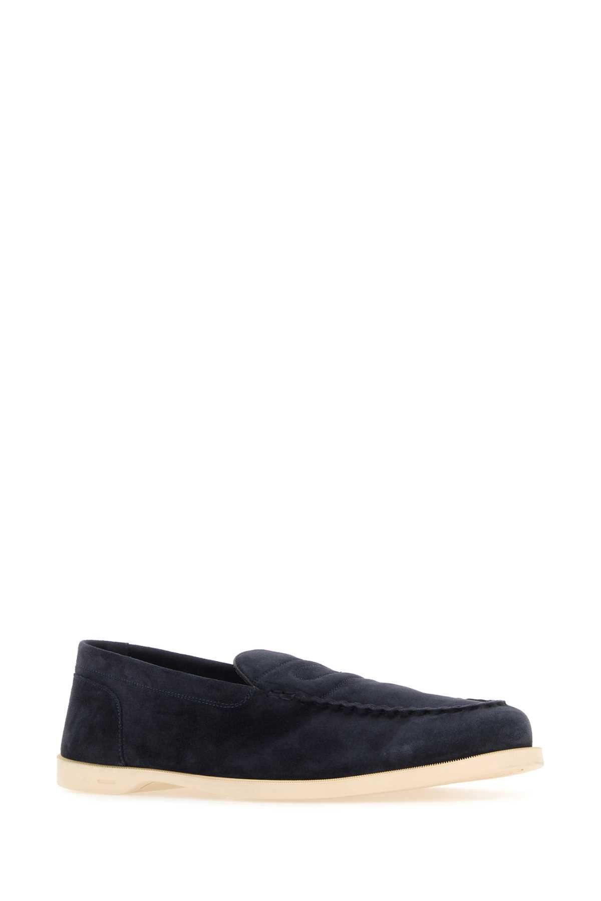 John Lobb Navy Blue Suede Pace Loafers Size US 9.5 / EU 42-43 - 2 Thumbnail