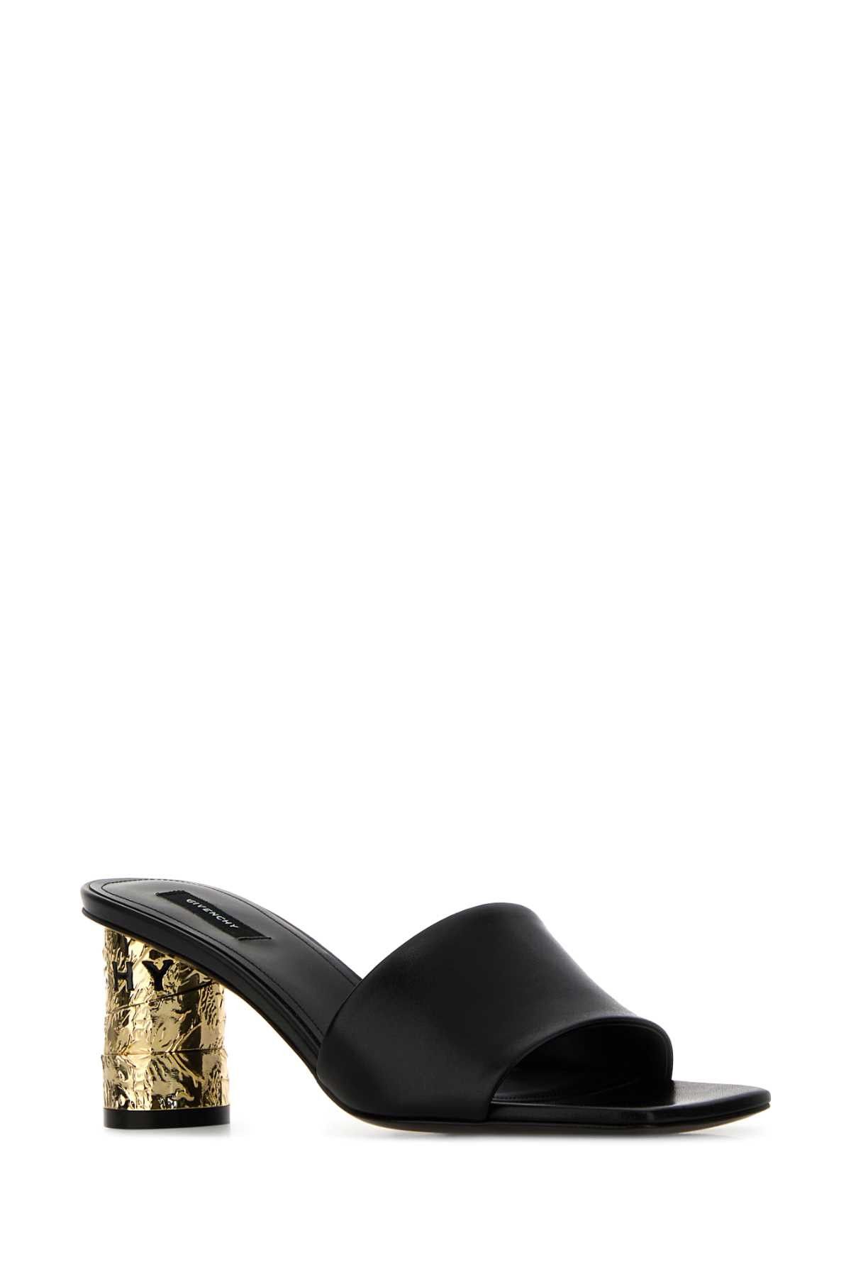 Givenchy Black Leather Tape Mules Size US 8 / IT 38 - 2 Thumbnail