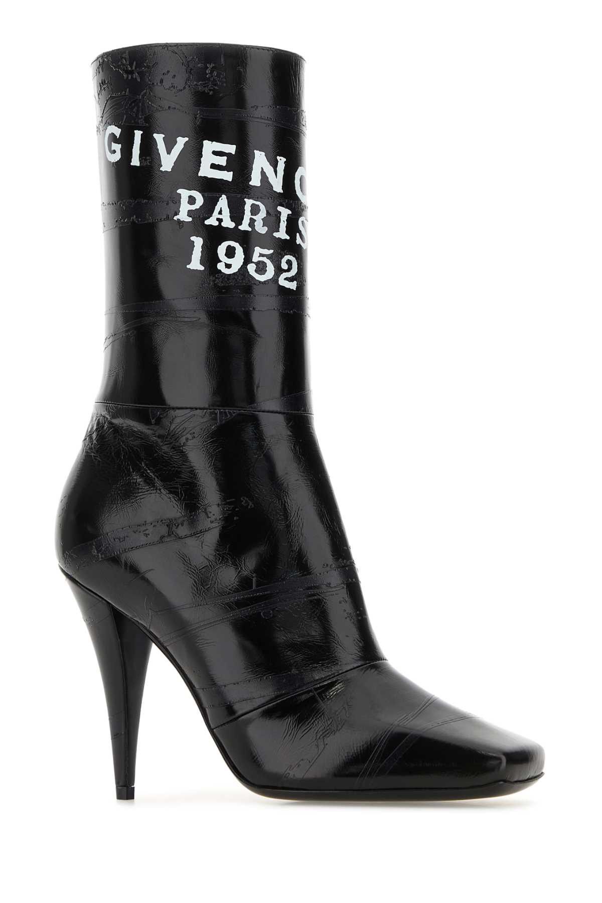Givenchy Black Leather Sliced Square Givenchy Tape Ankle Boots Size US 9 / IT 39 - 2 Thumbnail