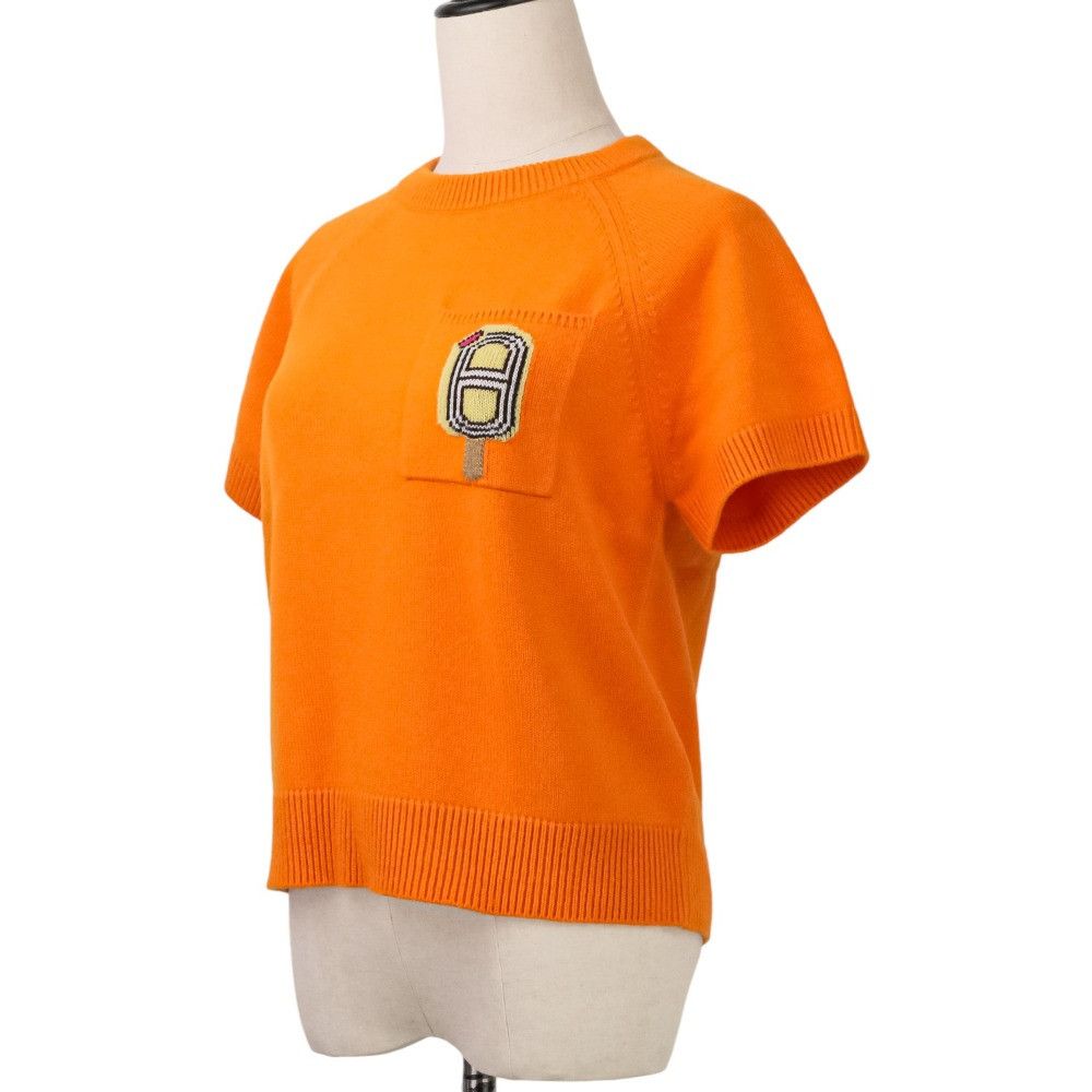 Hermes Hermes Hermès Funny Ice Cream Cashmere Short Sleeve Knit40 Textile Tops DUTY FREE for USA Size ONE SIZE - 2 Thumbnail