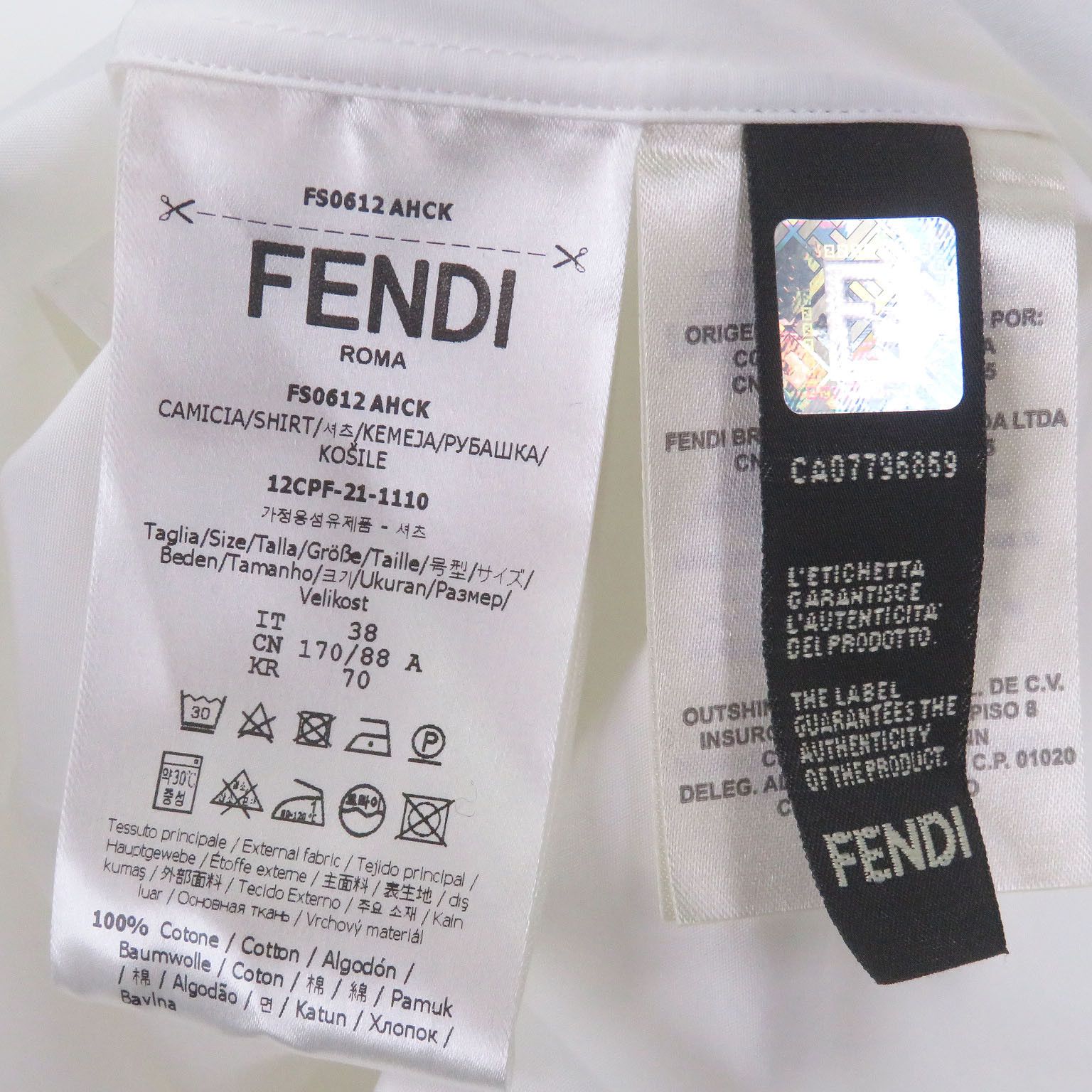 Fendi Fendi Fendi Cotton Long Sleeve Shirt Textile Dress Shirt FS0612 DUTY FREE for USA Size ONE SIZE - 7 Thumbnail