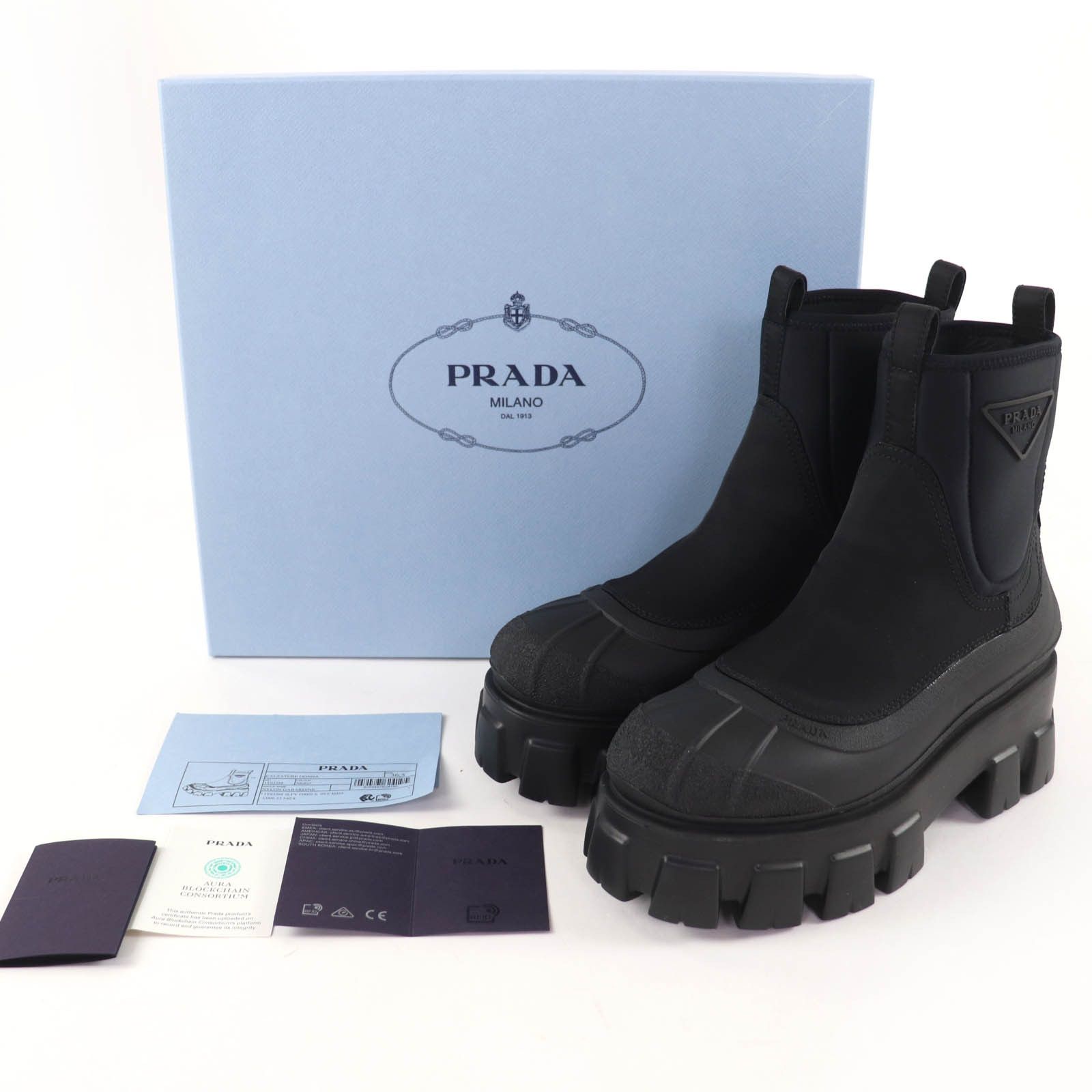 Prada Prada Prada Monolith Re-Nylon Triangle logo gabardine boots Textile Shoes 2UE029 DUTY FREE for USA Size ONE SIZE - 2 Thumbnail
