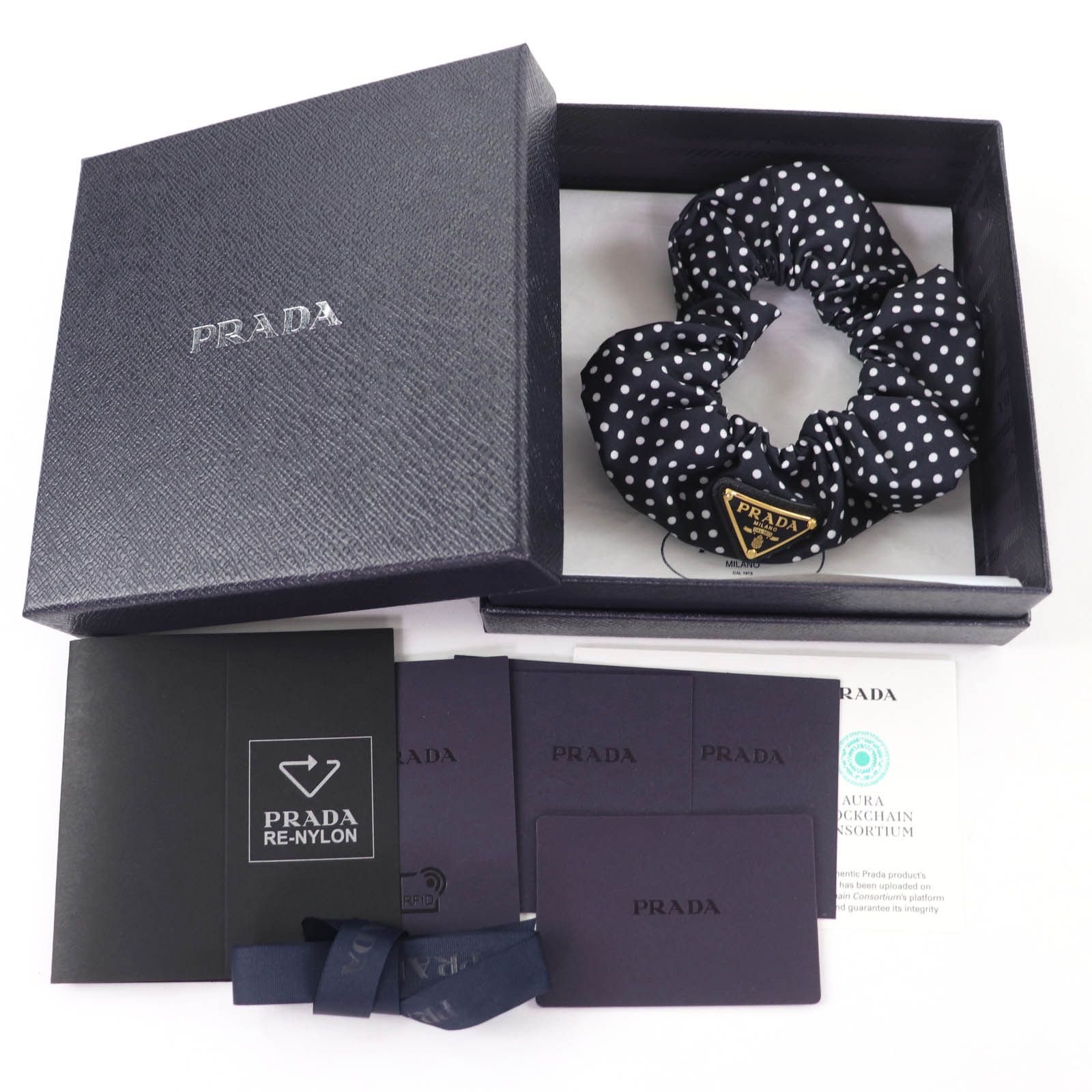 Prada Prada Prada Triangle logo Tessuto Scrunchie Textile Other 1IF015 DUTY FREE for USA Size ONE SIZE - 2 Thumbnail