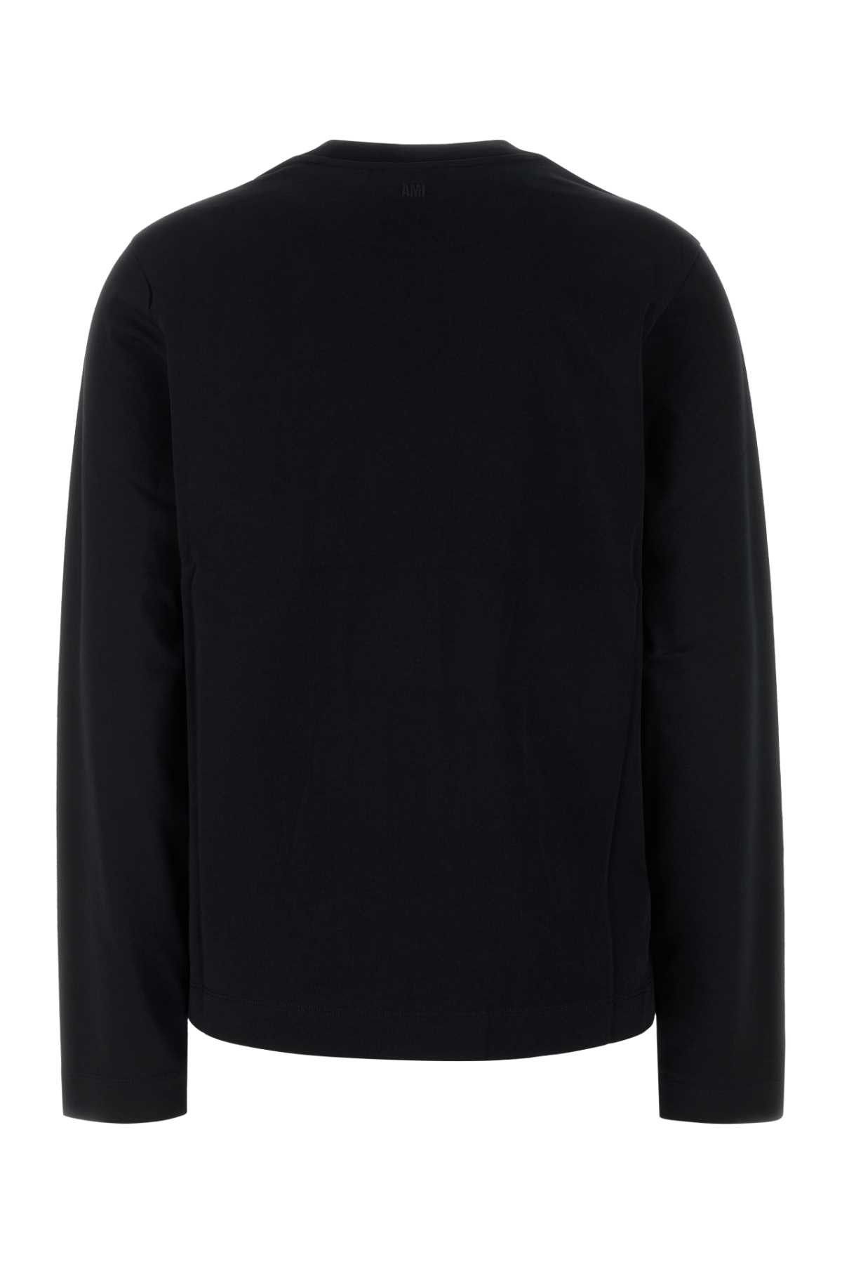 AMI Black Cotton T-Shirt Size XS / US 0-2 / IT 36-38 - 2 Thumbnail
