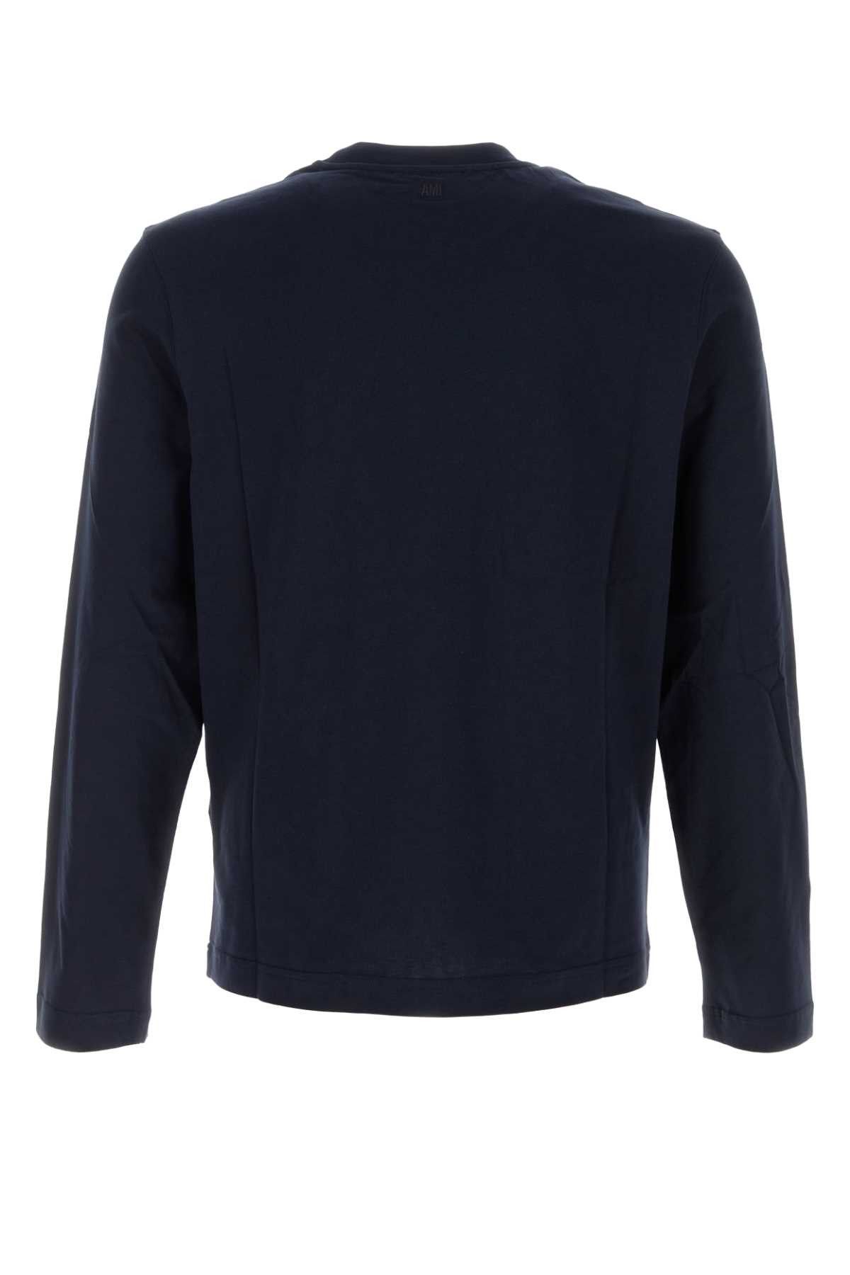 AMI Navy Blue Cotton T-Shirt Size US XXS / EU 40 - 2 Thumbnail