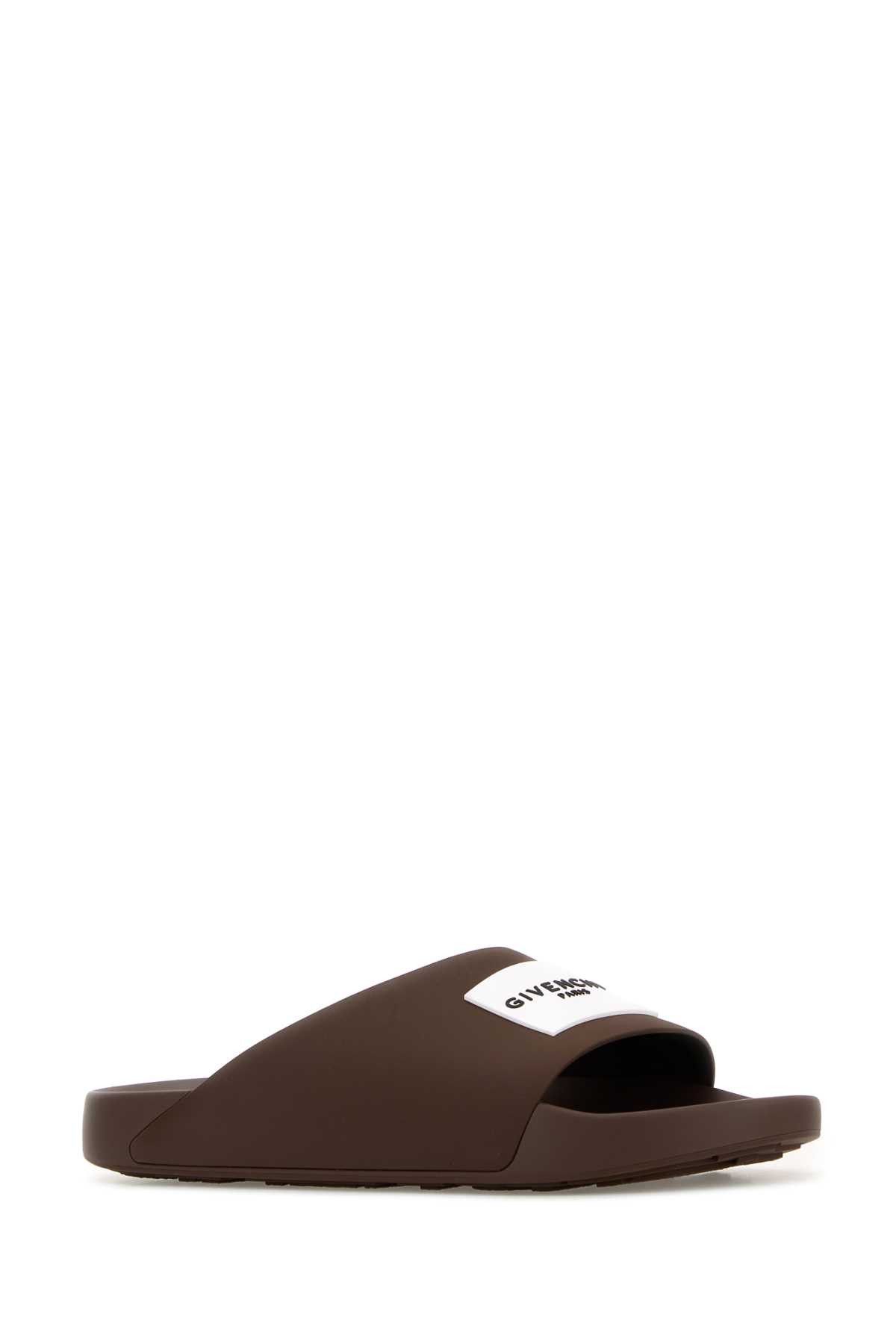 Givenchy Brown Rubber Label Slippers Size US 7 / EU 40 - 2 Thumbnail