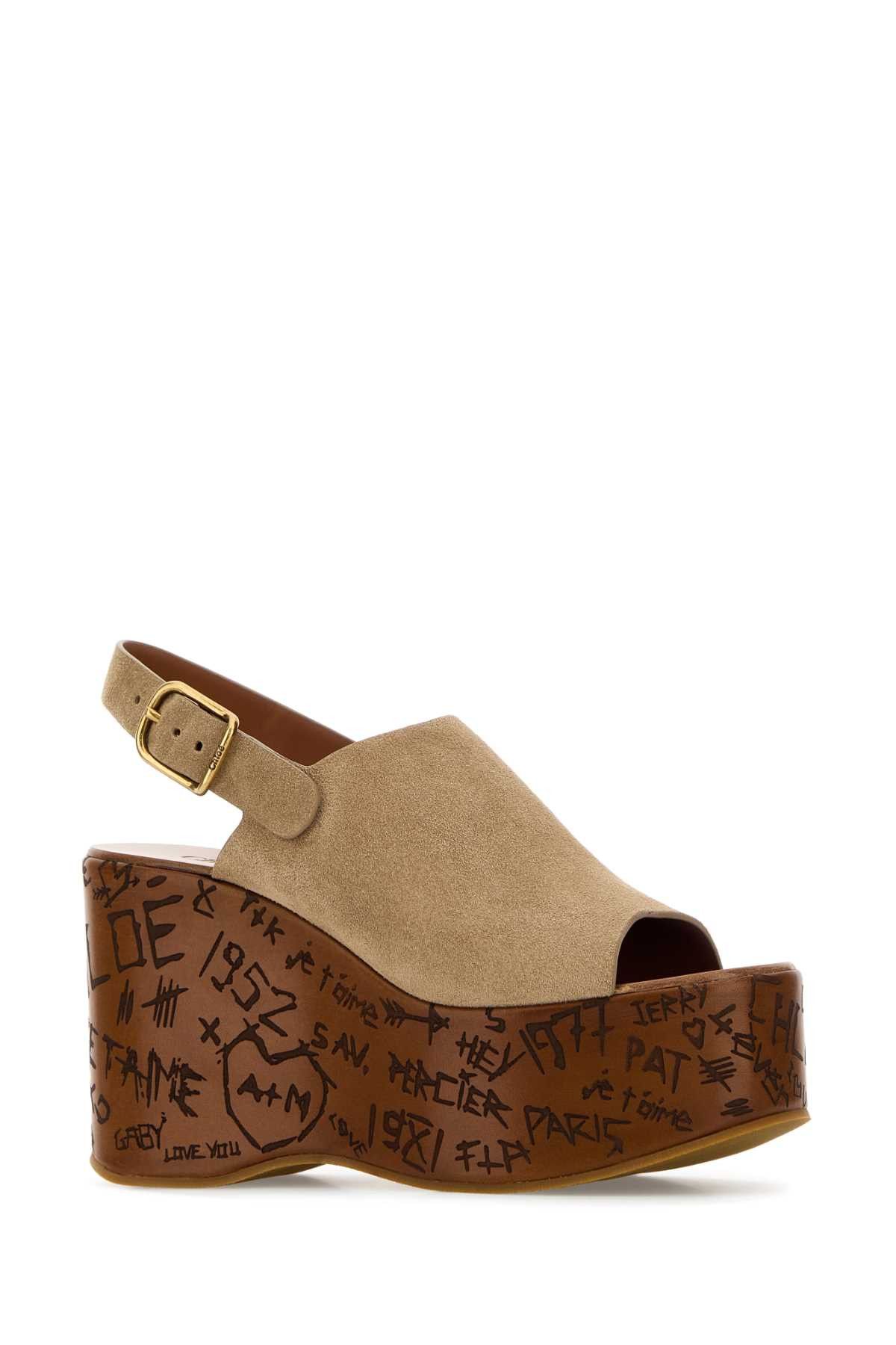 Chloe Beige Suede Maxime Wedges Size US 6 / IT 36 - 2 Thumbnail