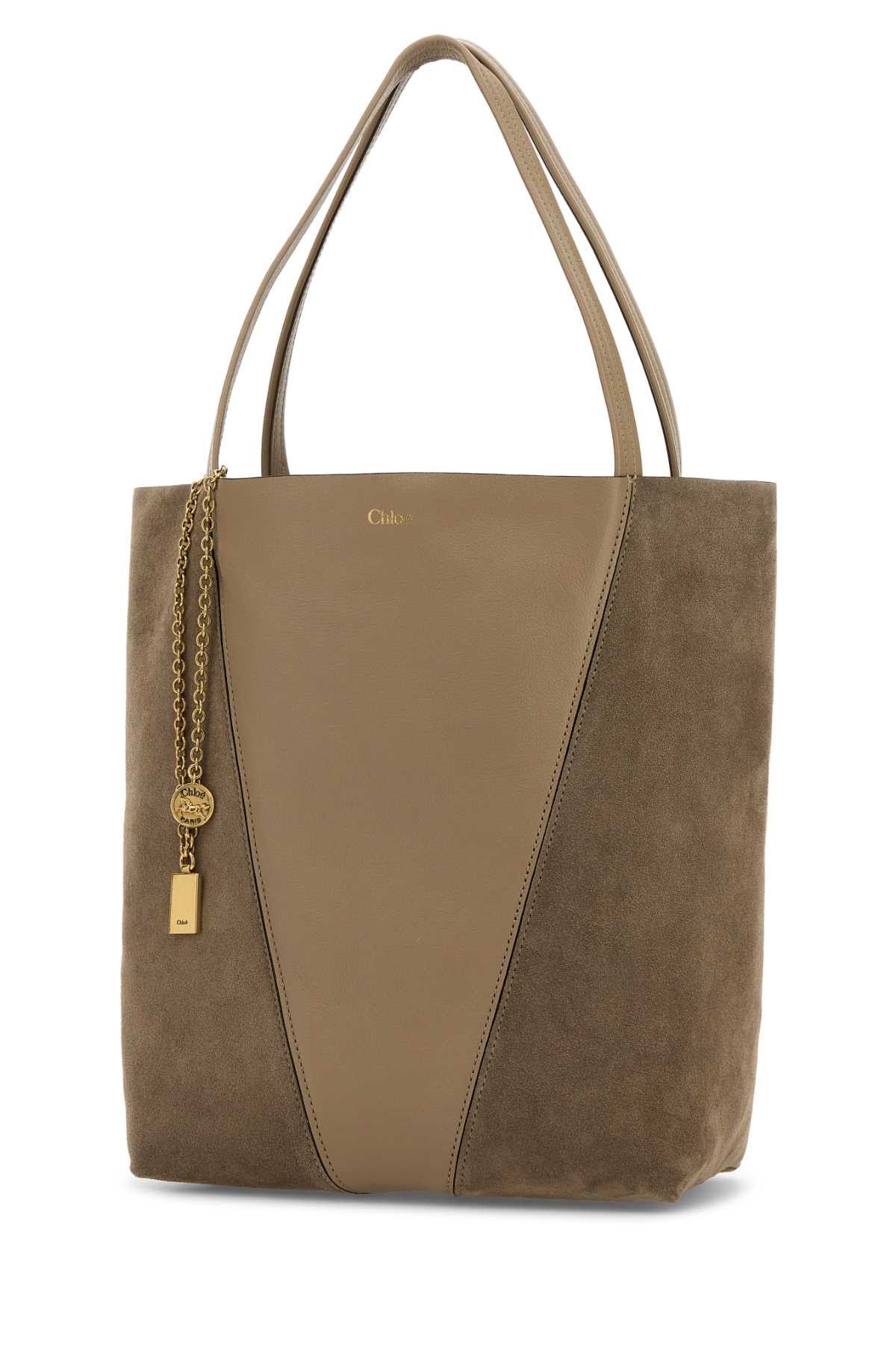 Chloe Dove Grey Leather And Suede Chloã¨ Spin Shopping Bag Size ONE SIZE - 2 Thumbnail