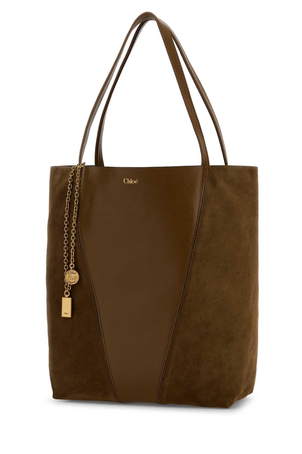 Chloe Brown Leather And Suede Chloã¨ Spin Shopping Bag Size ONE SIZE - 2 Thumbnail