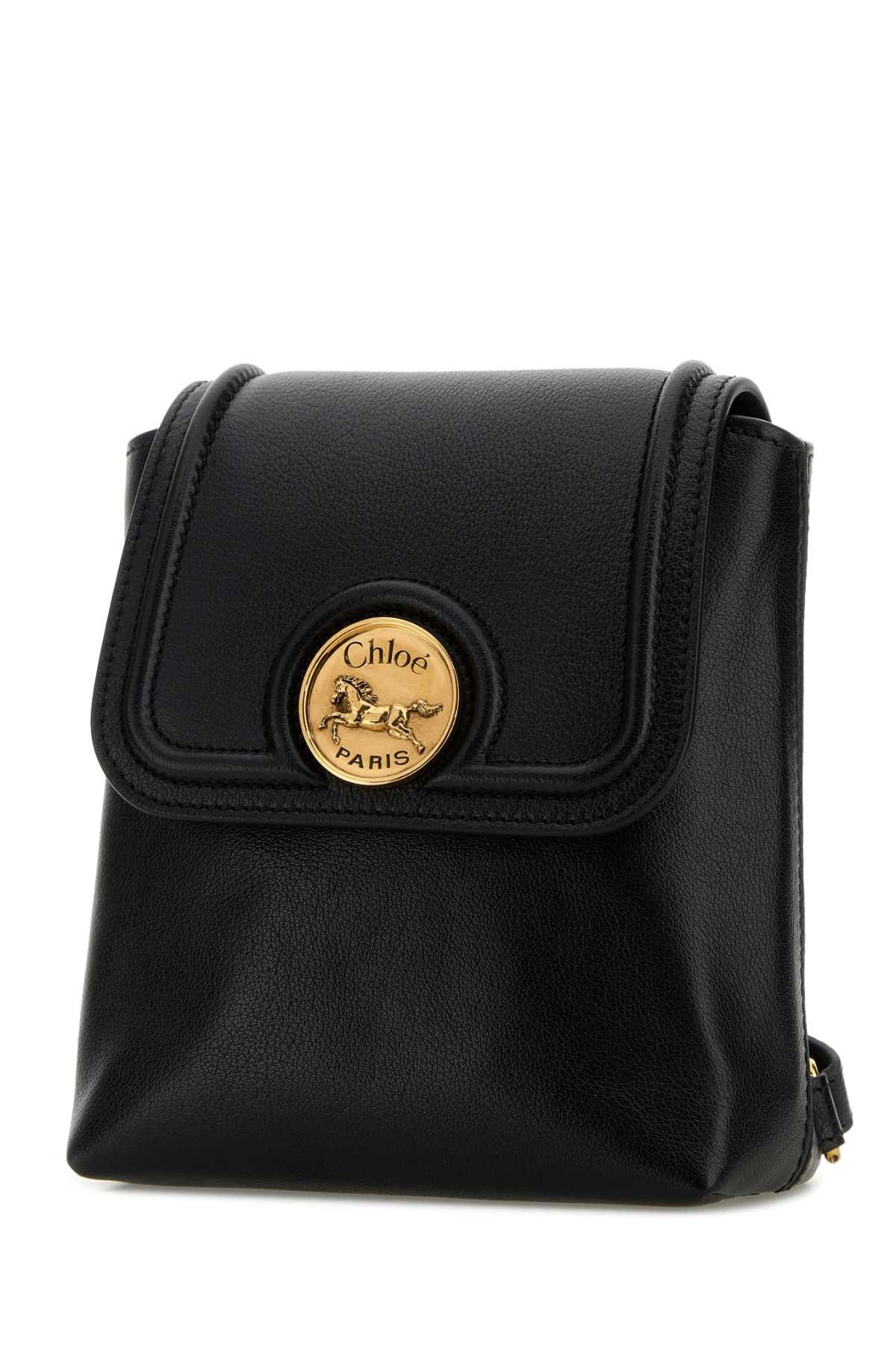 Chloe Black Leather Horse Medal Backpack Size ONE SIZE - 2 Thumbnail