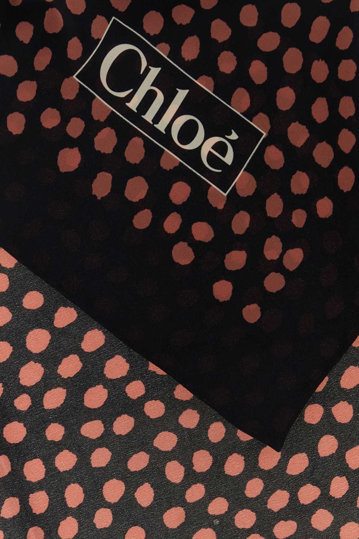 Chloe Printed Silk Chloe Spotted Foulard Size ONE SIZE - 2 Thumbnail