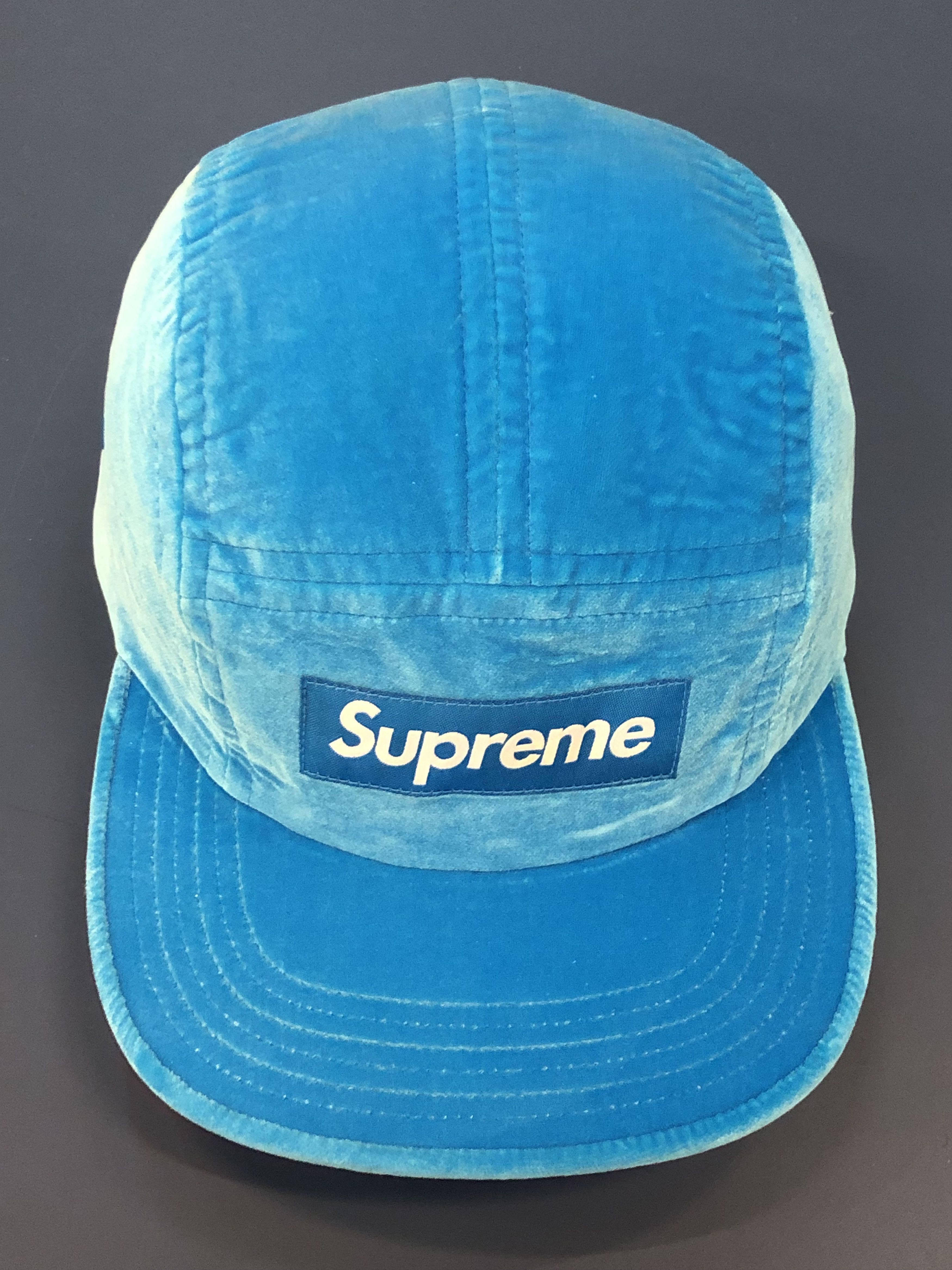 Supreme Supreme Blue Crushed Velvet Camp Cap