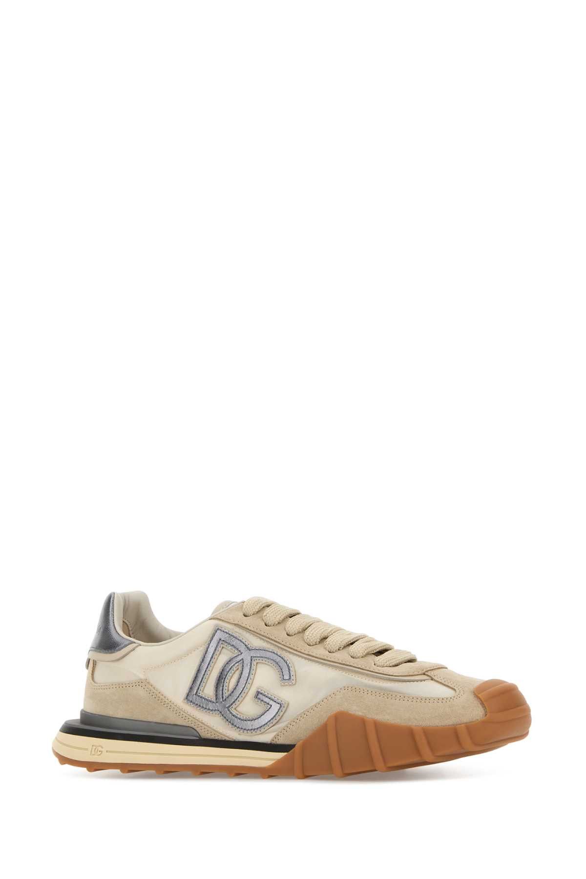 Dolce & Gabbana Beige Fabric And Suede Athletic Sneakers Size US 8 / EU 41 - 2 Thumbnail