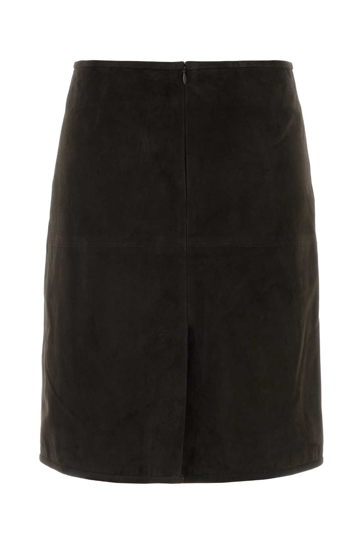 Loulou de Saison Dark Brown Suede Engel Skirt Size 25" / US 0 / IT 36 - 2 Thumbnail