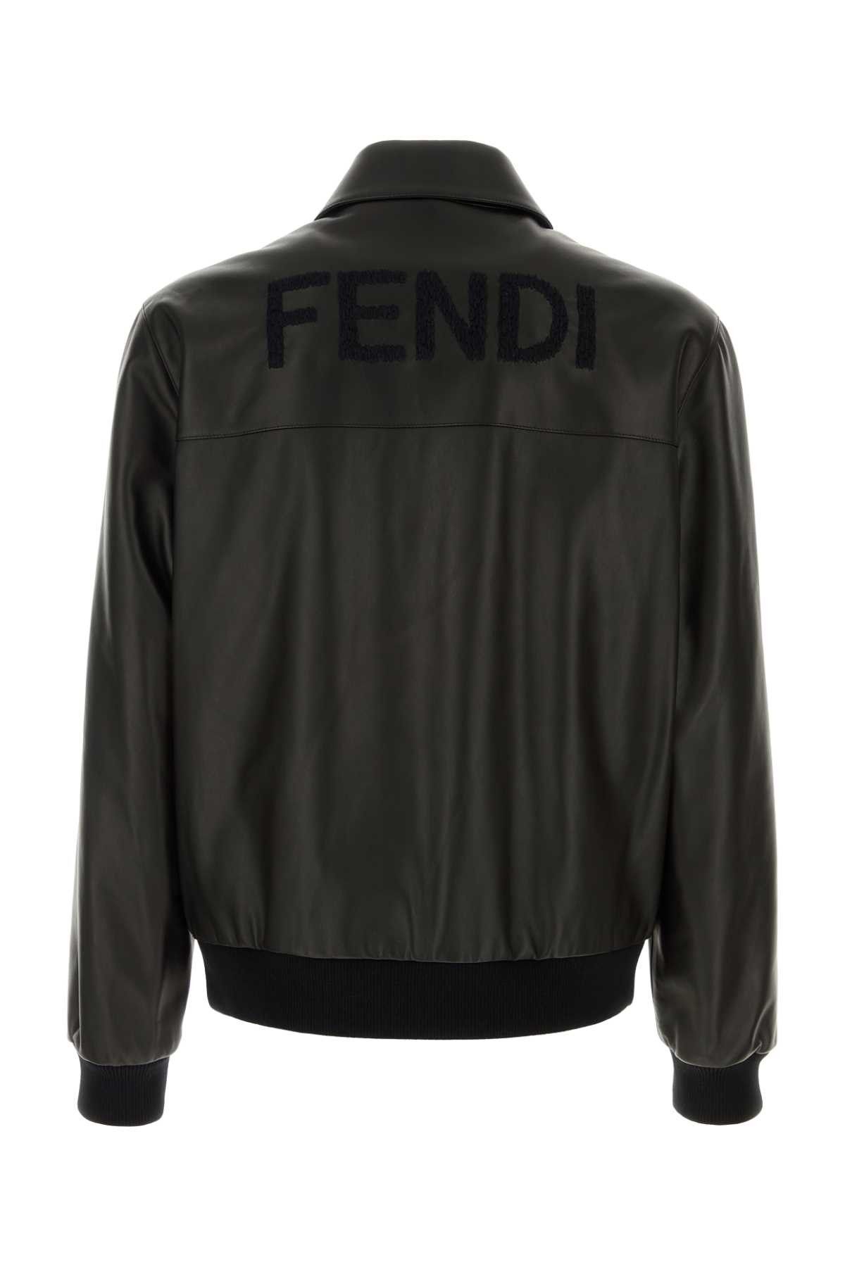 Fendi Black Leather Bomber Jacket Size US L / EU 52-54 / 3 - 2 Thumbnail