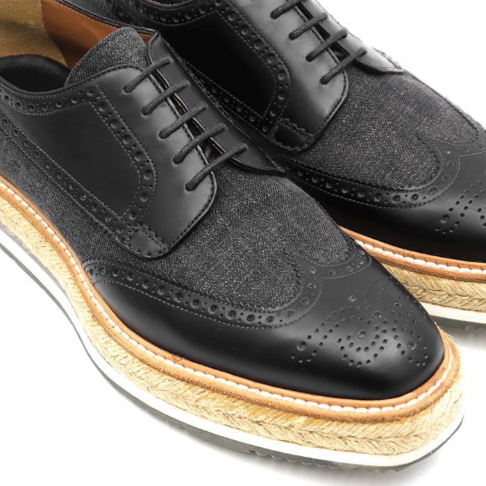 Prada Prada Prada 2EG015 Calfskin Cotton Jute Derby Shoes Leather Shoes 2EG015 DUTY FREE for USA Size ONE SIZE - 13 Thumbnail